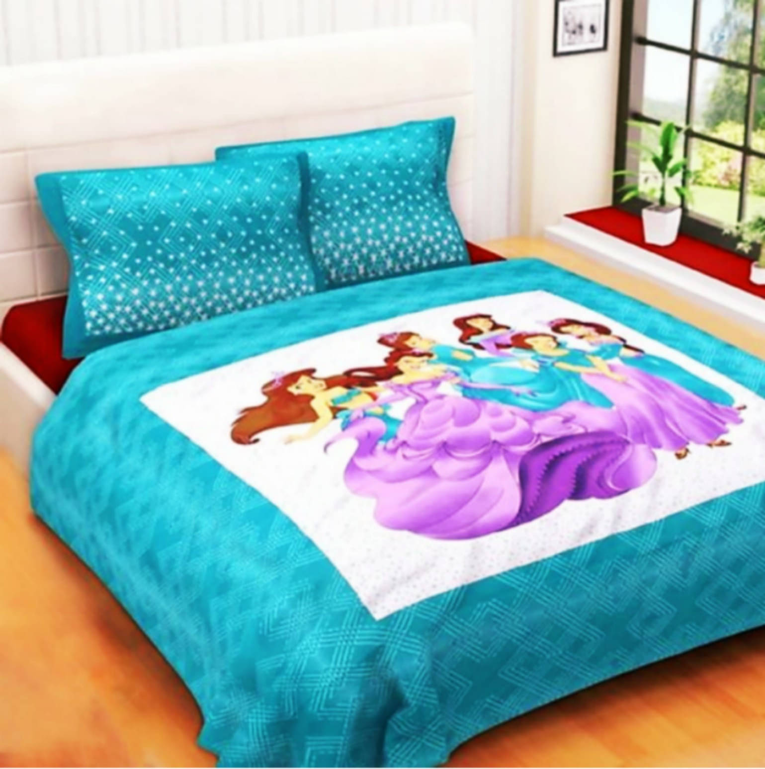     			Navkaar Creation Cotton 1 Double Bedsheet with 2 Pillow Covers ( Blue )