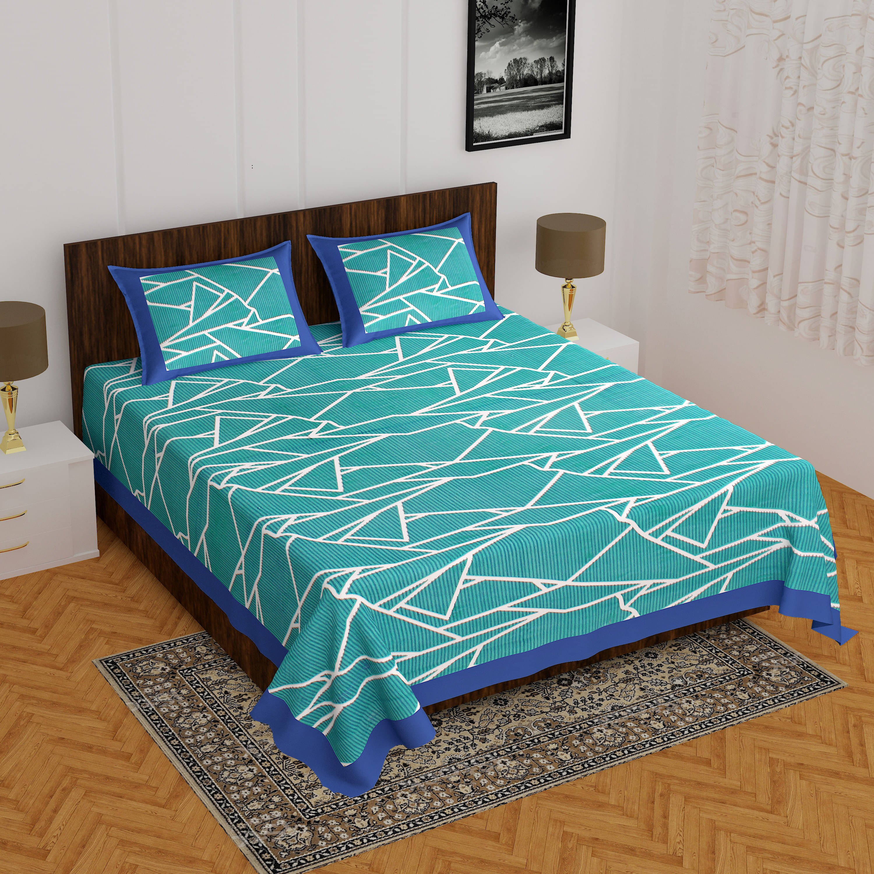 Navkaar Creation Cotton 1 Double Bedsheet with 2 Pillow Covers ( Multicolor ) Navkaar Creation Cotton 1 Double Bedsheet with 2 Pillow Covers ( Multicolor )