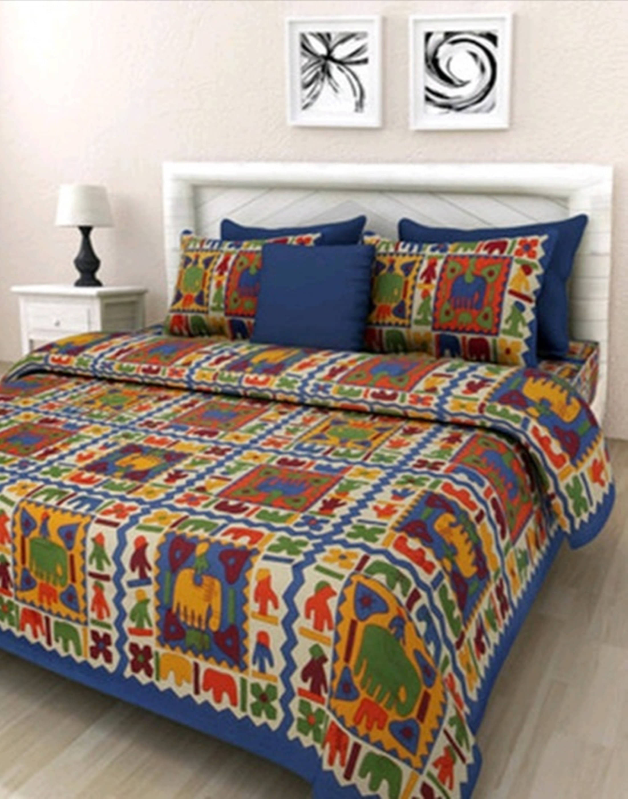 Navkaar Creation Cotton 1 Double Bedsheet with 2 Pillow Covers ( Blue ) Navkaar Creation Cotton 1 Double Bedsheet with 2 Pillow Covers ( Blue )