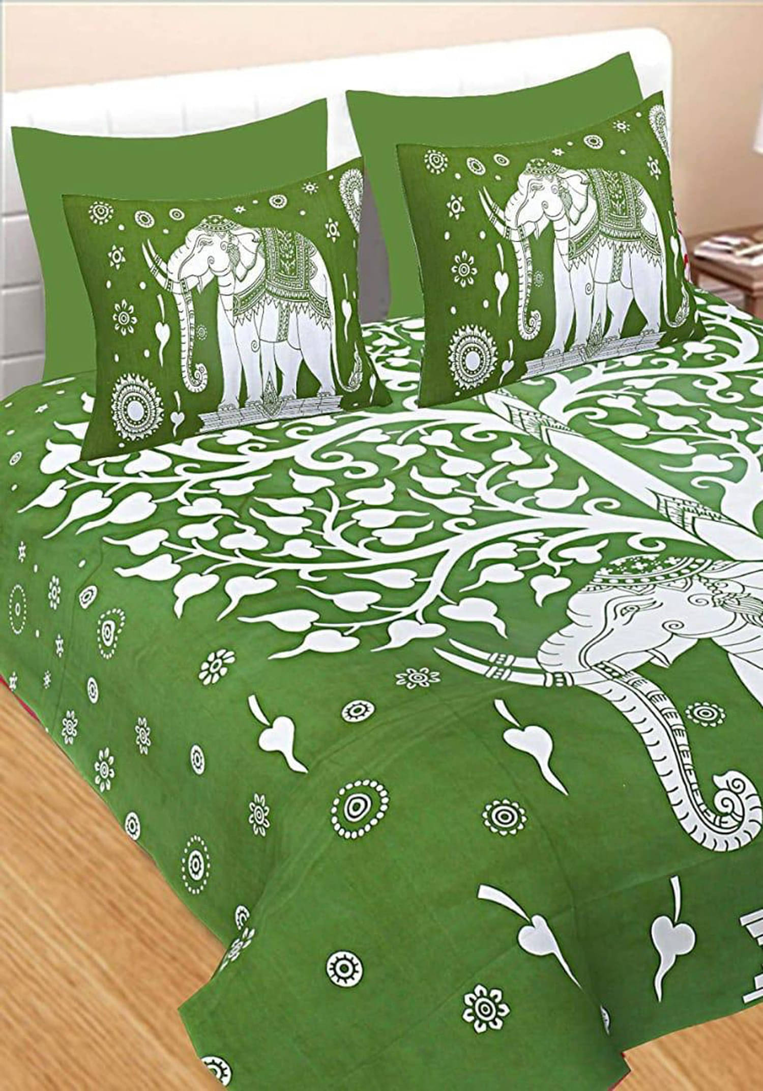 Navkaar Creation Cotton 1 Double Bedsheet with 2 Pillow Covers ( Green ) Navkaar Creation Cotton 1 Double Bedsheet with 2 Pillow Covers ( Green )