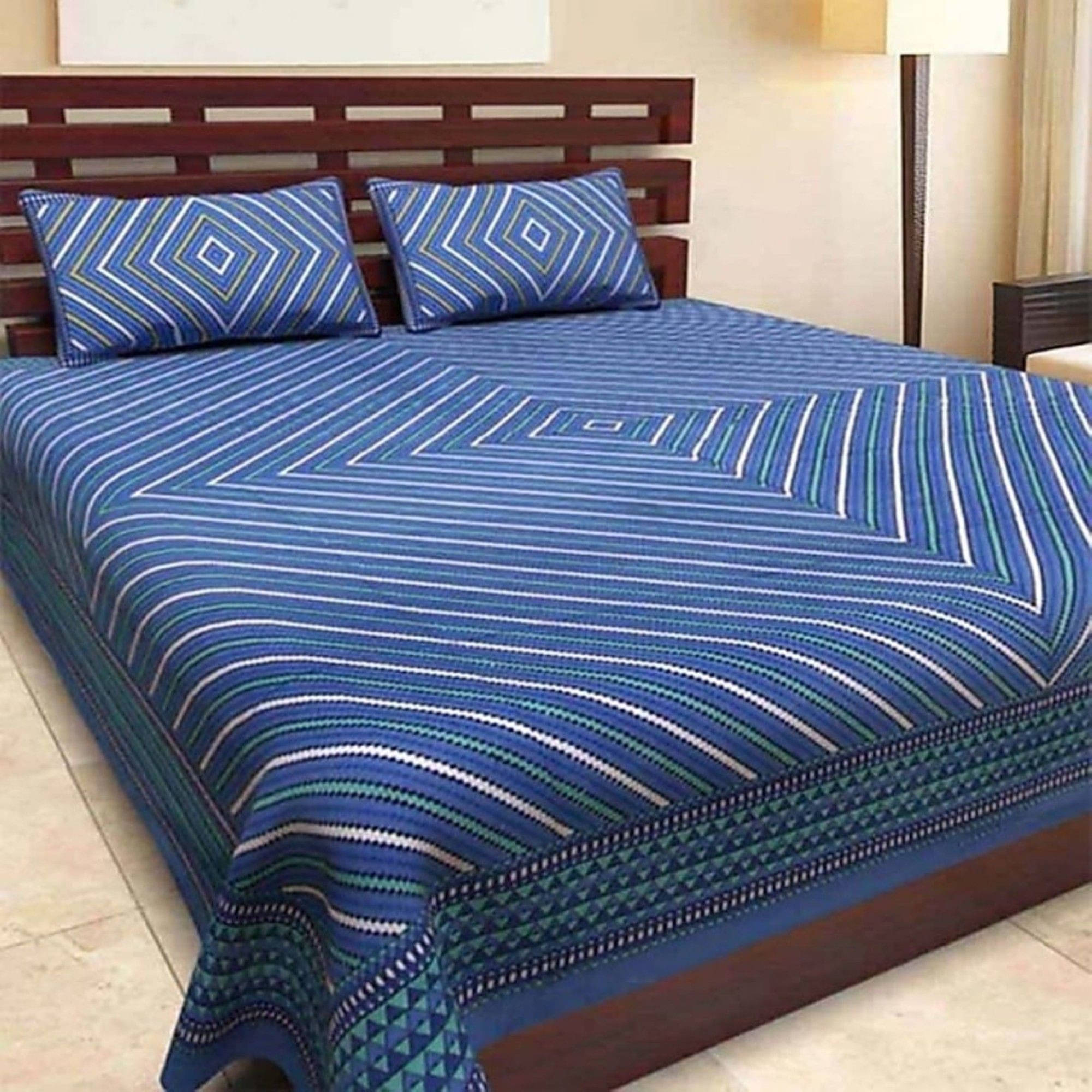 Navkaar Creation Cotton 1 Double Bedsheet with 2 Pillow Covers ( Blue ) Navkaar Creation Cotton 1 Double Bedsheet with 2 Pillow Covers ( Blue )
