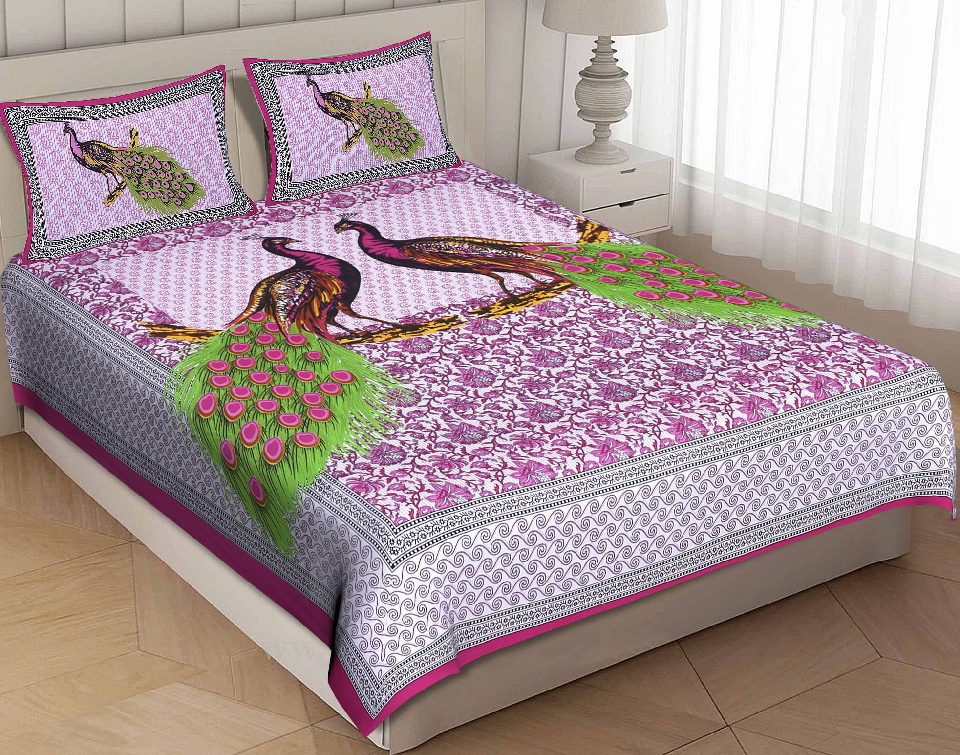 Navkaar Creation Cotton 1 Double Bedsheet with 2 Pillow Covers ( Multicolor ) Navkaar Creation Cotton 1 Double Bedsheet with 2 Pillow Covers ( Multicolor )