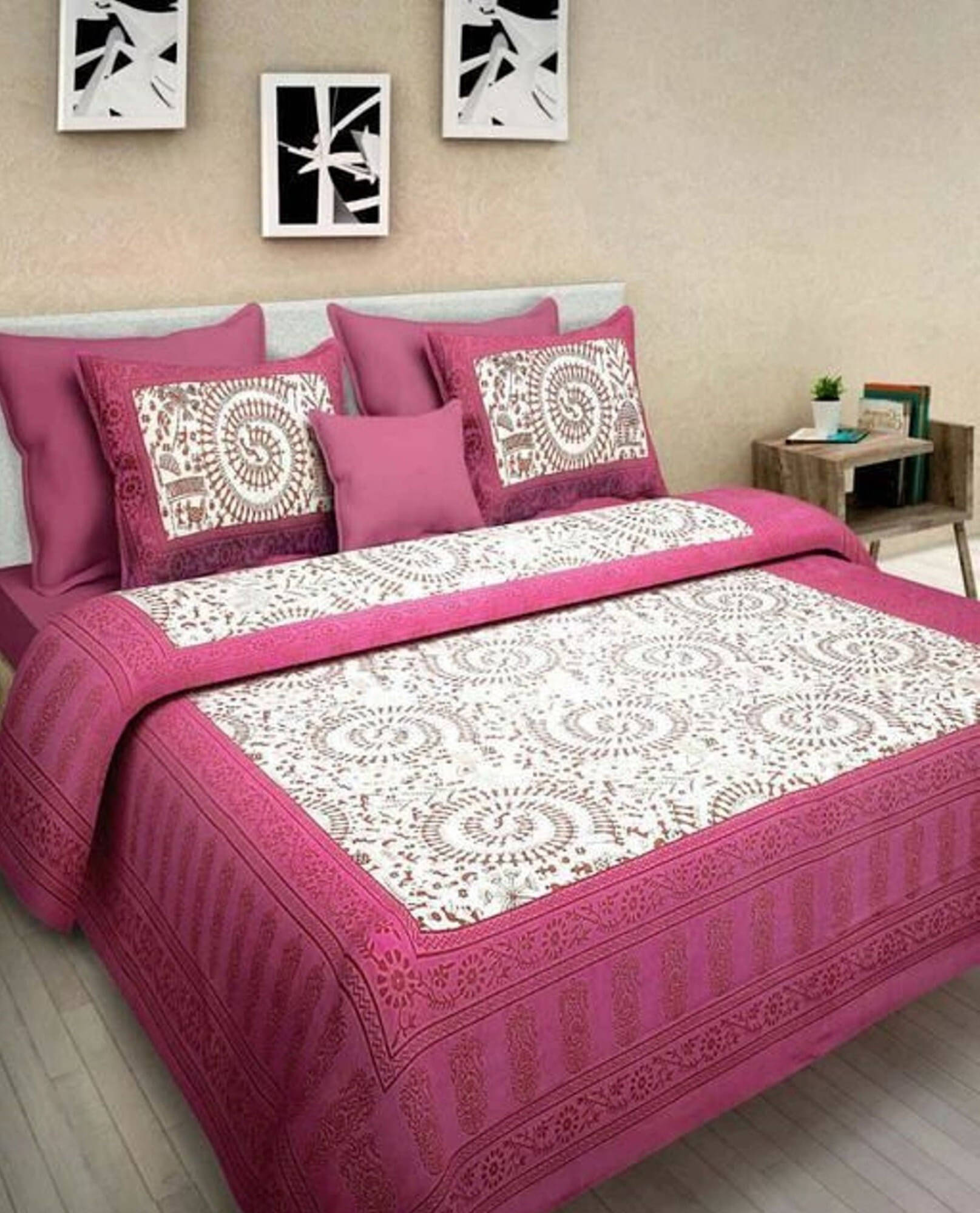Navkaar Creation Cotton 1 Double Bedsheet with 2 Pillow Covers ( Multicolor ) Navkaar Creation Cotton 1 Double Bedsheet with 2 Pillow Covers ( Multicolor )
