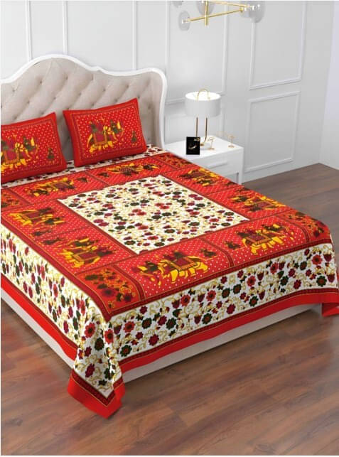 Navkaar Creation Cotton 1 Double Bedsheet with 2 Pillow Covers ( Red ) Navkaar Creation Cotton 1 Double Bedsheet with 2 Pillow Covers ( Red )