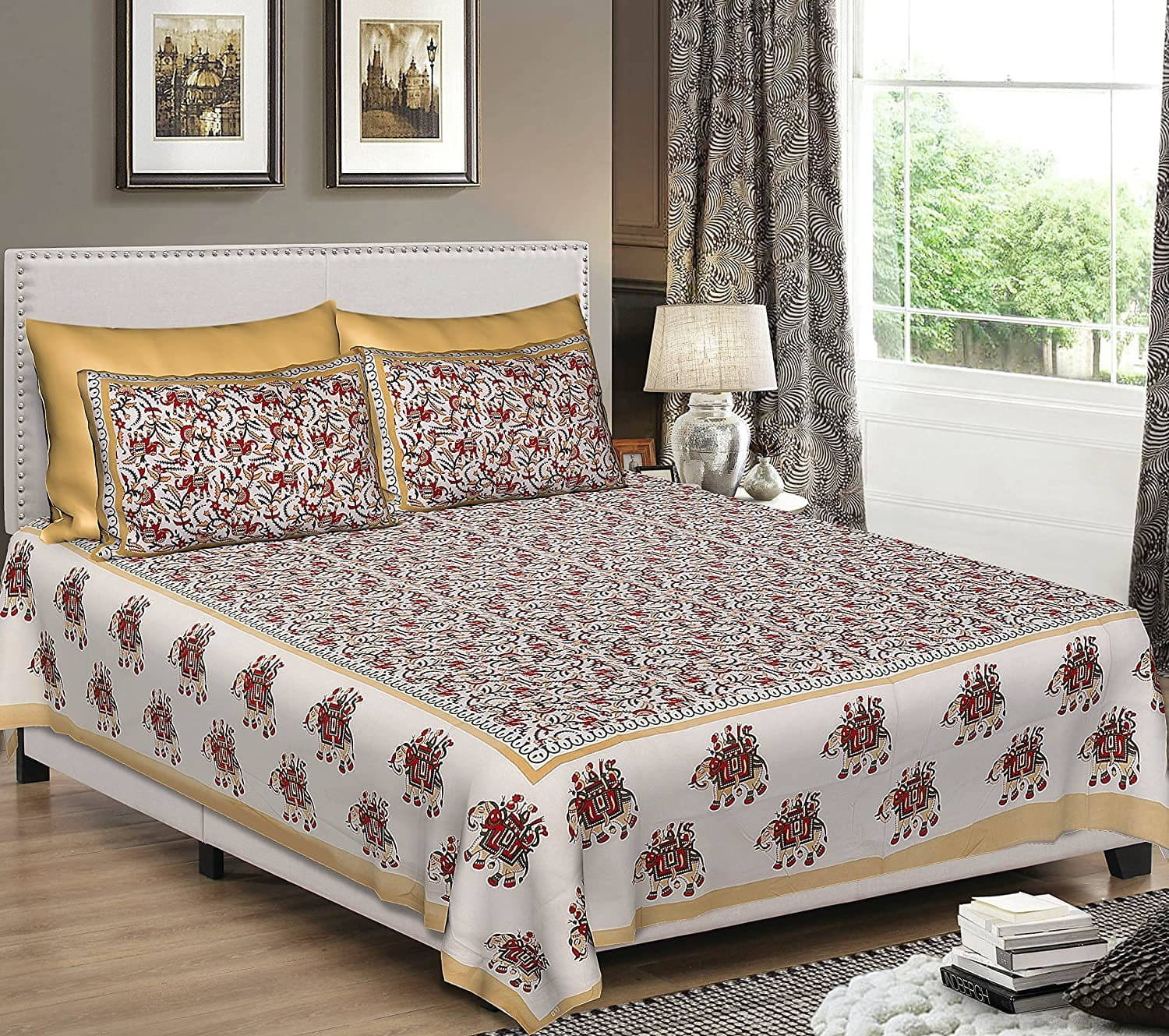 Navkaar Creation Cotton 1 Double Bedsheet with 2 Pillow Covers ( Red ) Navkaar Creation Cotton 1 Double Bedsheet with 2 Pillow Covers ( Red )