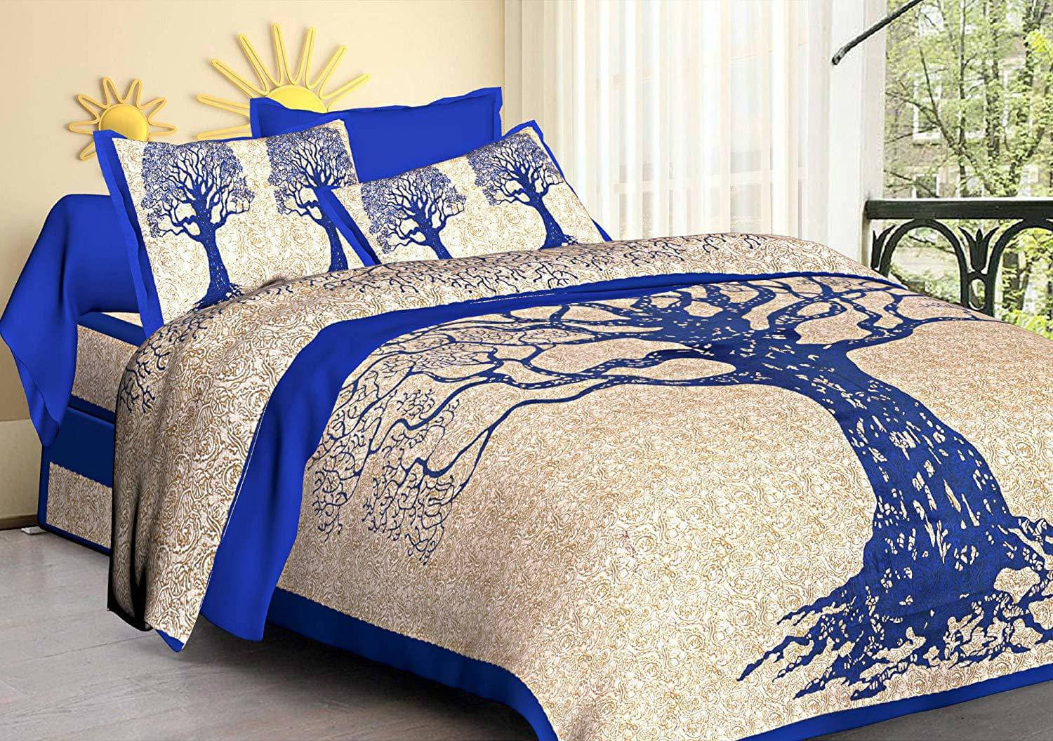 Navkaar Creation Cotton 1 Double Bedsheet with 2 Pillow Covers ( Blue ) Navkaar Creation Cotton 1 Double Bedsheet with 2 Pillow Covers ( Blue )