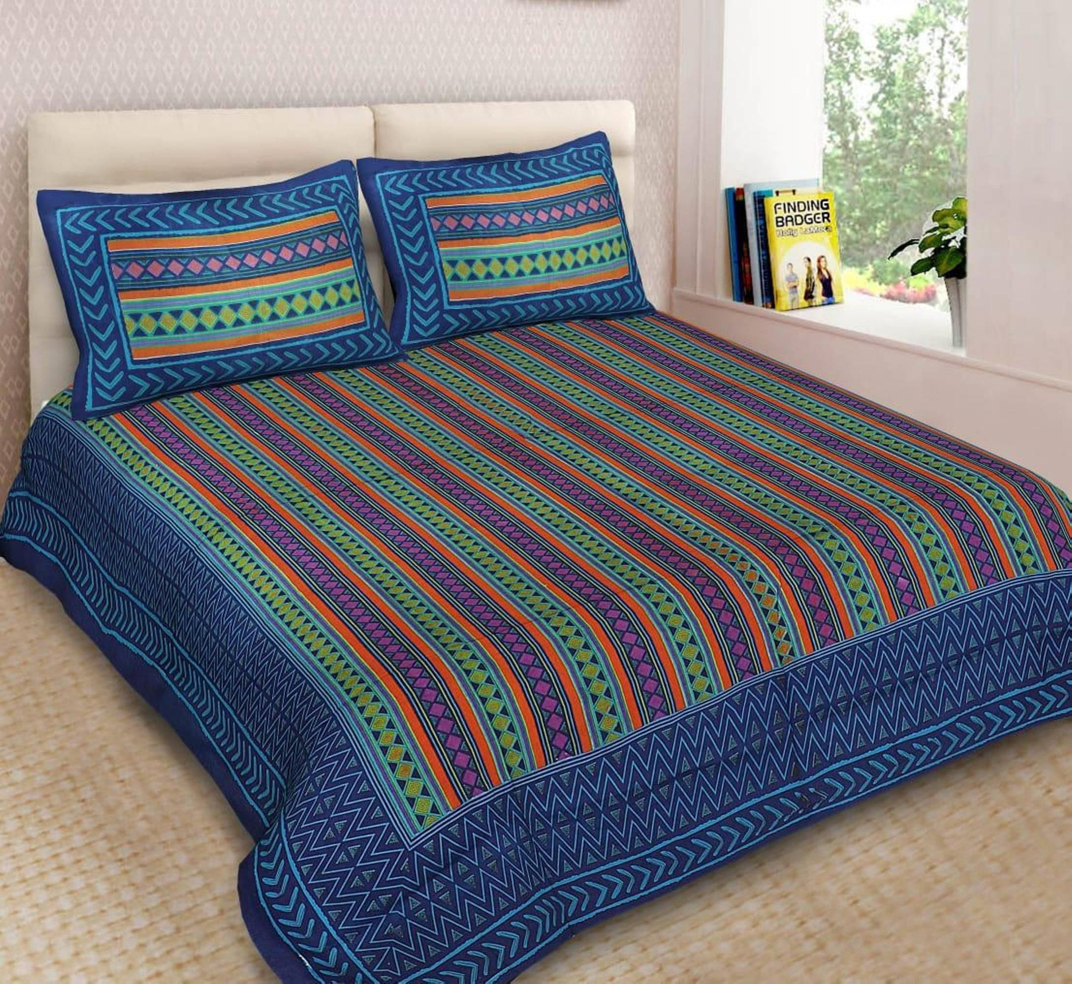 Navkaar Creation Cotton 1 Double Bedsheet with 2 Pillow Covers ( Blue ) Navkaar Creation Cotton 1 Double Bedsheet with 2 Pillow Covers ( Blue )