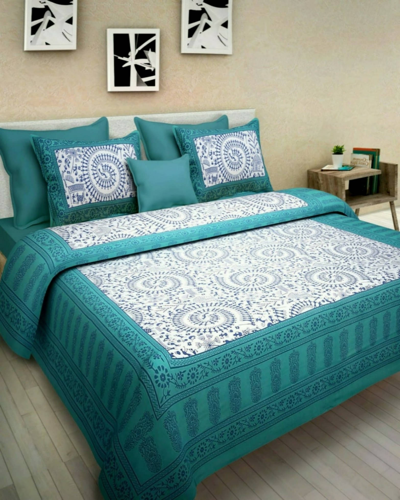 Navkaar Creation Cotton 1 Double Bedsheet with 2 Pillow Covers ( Blue ) Navkaar Creation Cotton 1 Double Bedsheet with 2 Pillow Covers ( Blue )