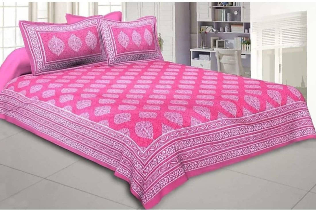 Navkaar Creation Cotton 1 Double Bedsheet with 2 Pillow Covers ( Pink ) Navkaar Creation Cotton 1 Double Bedsheet with 2 Pillow Covers ( Pink )