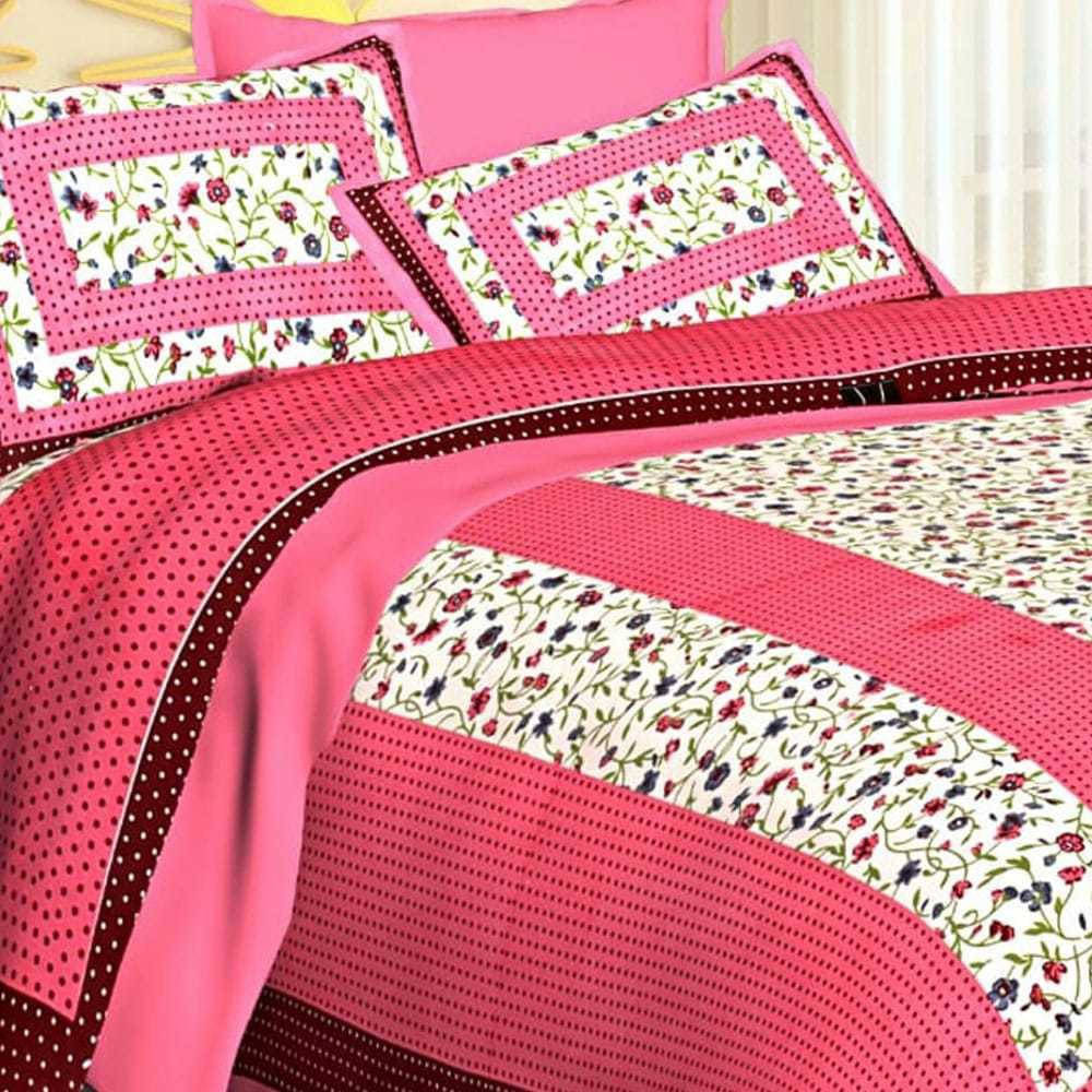 Navkaar Creation Cotton 1 Double Bedsheet with 2 Pillow Covers ( Pink ) Navkaar Creation Cotton 1 Double Bedsheet with 2 Pillow Covers ( Pink )