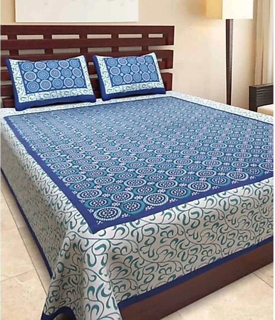 Navkaar Creation Cotton 1 Double Bedsheet with 2 Pillow Covers ( Blue ) Navkaar Creation Cotton 1 Double Bedsheet with 2 Pillow Covers ( Blue )