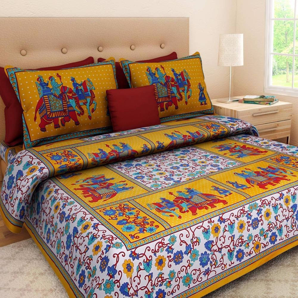 Navkaar Creation Cotton 1 Double Bedsheet with 2 Pillow Covers ( Blue ) Navkaar Creation Cotton 1 Double Bedsheet with 2 Pillow Covers ( Blue )