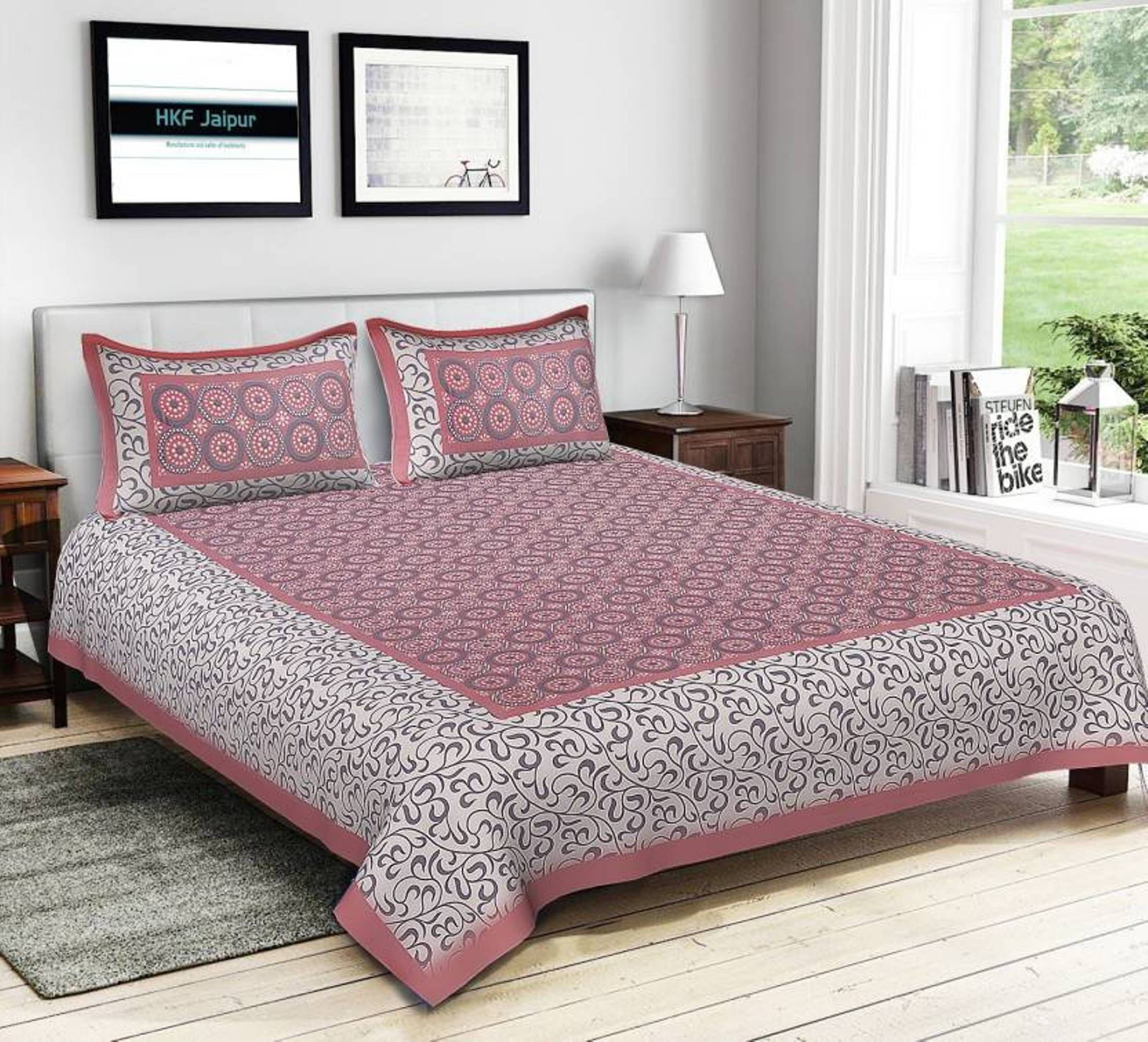 Navkaar Creation Cotton 1 Double Bedsheet with 2 Pillow Covers ( Red ) Navkaar Creation Cotton 1 Double Bedsheet with 2 Pillow Covers ( Red )