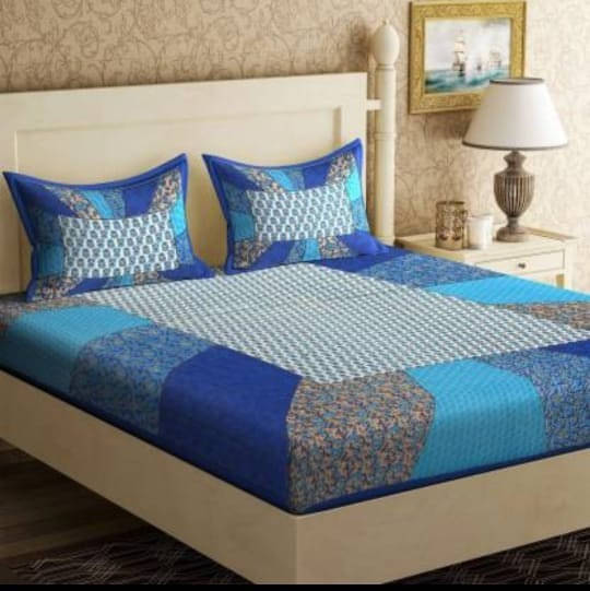 Navkaar Creation Cotton 1 Double Bedsheet with 2 Pillow Covers ( Blue ) Navkaar Creation Cotton 1 Double Bedsheet with 2 Pillow Covers ( Blue )