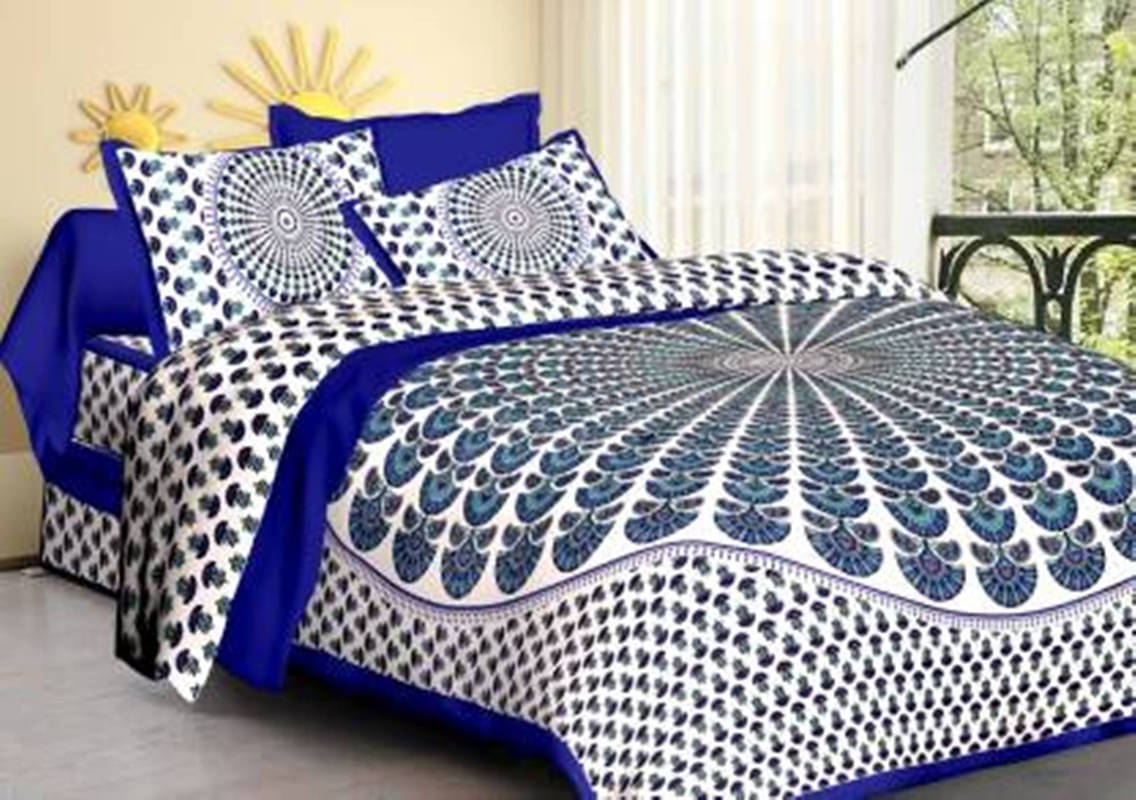 Navkaar Creation Cotton 1 Double Bedsheet with 2 Pillow Covers ( Blue ) Navkaar Creation Cotton 1 Double Bedsheet with 2 Pillow Covers ( Blue )
