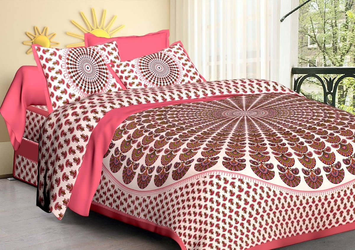     			Navkaar Creation Cotton 1 Double Bedsheet with 2 Pillow Covers ( Multicolor )