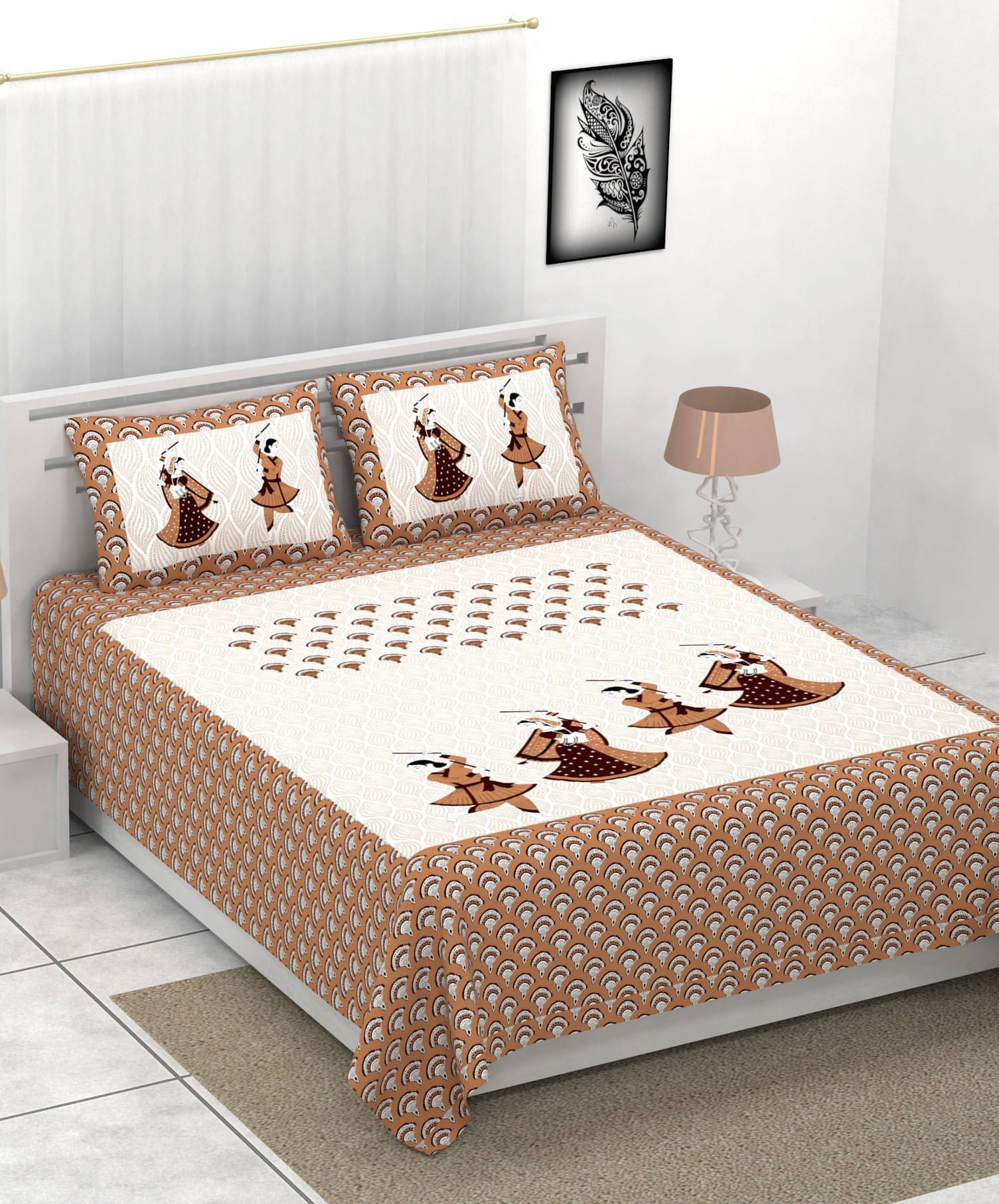 Navkaar Creation Cotton 1 Double Bedsheet with 2 Pillow Covers ( Brown ) Navkaar Creation Cotton 1 Double Bedsheet with 2 Pillow Covers ( Brown )