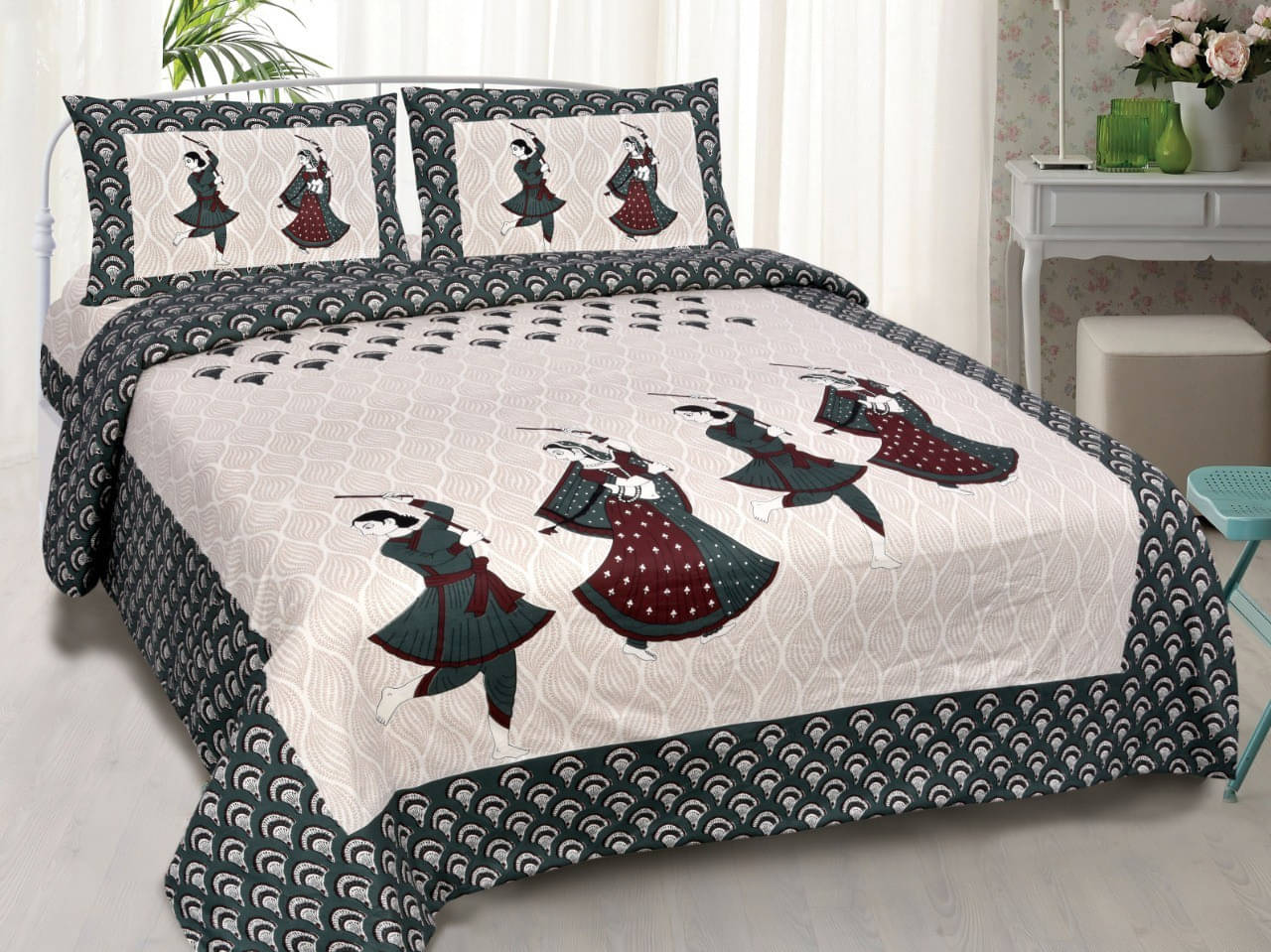     			Navkaar Creation Cotton 1 Double Bedsheet with 2 Pillow Covers ( Multicolor )
