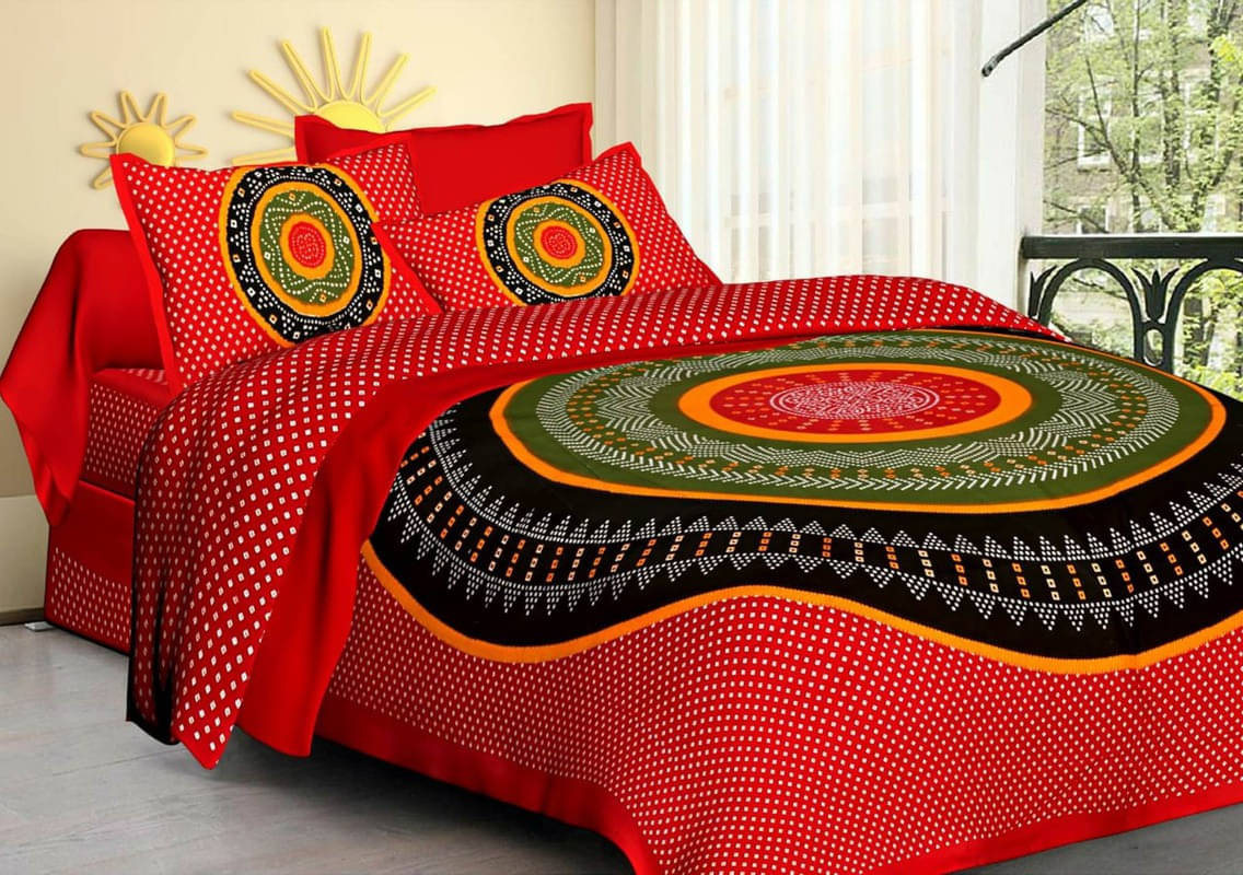 Navkaar Creation Cotton 1 Double Bedsheet with 2 Pillow Covers ( Red ) Navkaar Creation Cotton 1 Double Bedsheet with 2 Pillow Covers ( Red )
