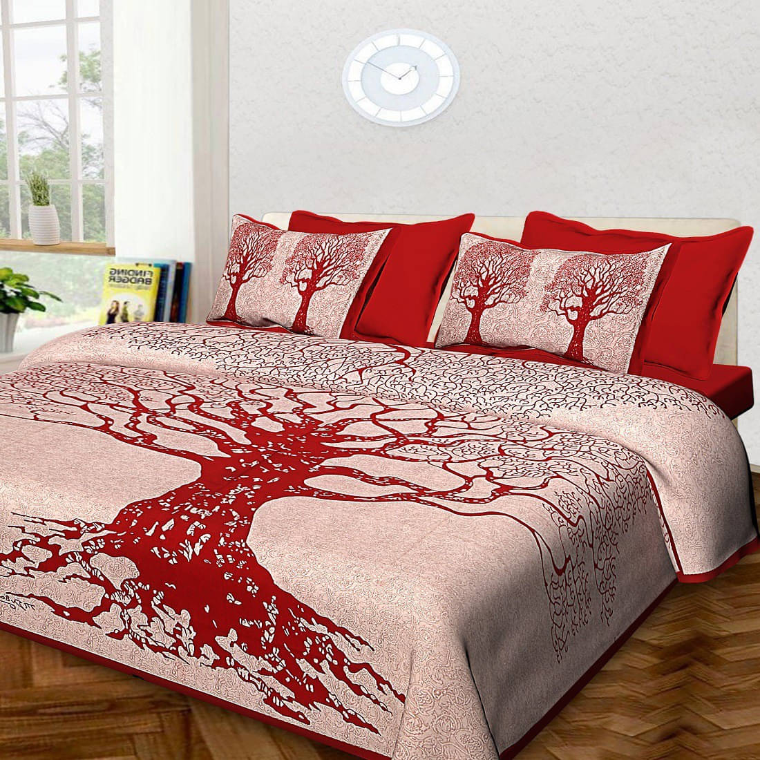 Navkaar Creation Cotton 1 Double Bedsheet with 2 Pillow Covers ( Red ) Navkaar Creation Cotton 1 Double Bedsheet with 2 Pillow Covers ( Red )