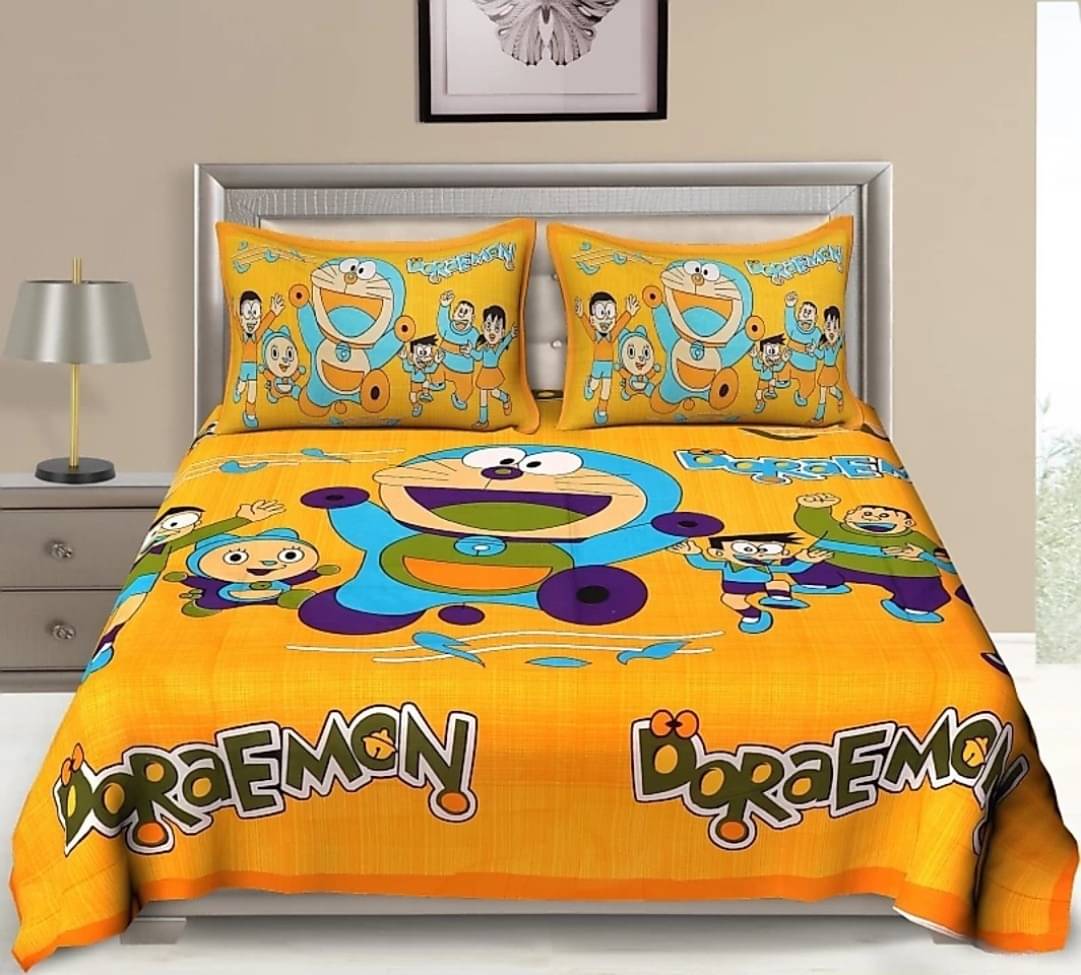    			Navkaar Creation Cotton 1 Double Bedsheet with 2 Pillow Covers ( Yellow )
