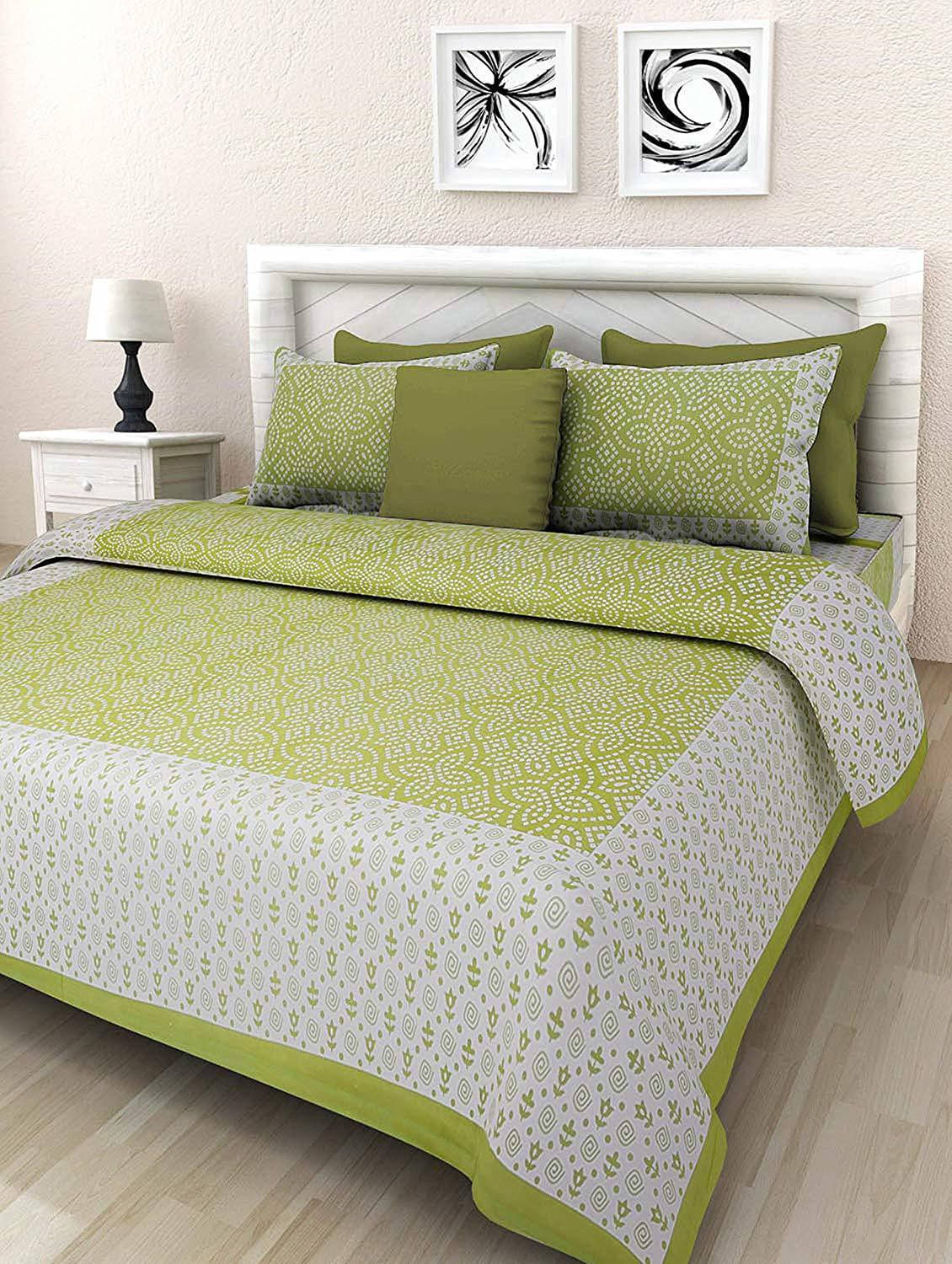 Navkaar Creation Cotton 1 Double Bedsheet with 2 Pillow Covers ( Green ) Navkaar Creation Cotton 1 Double Bedsheet with 2 Pillow Covers ( Green )