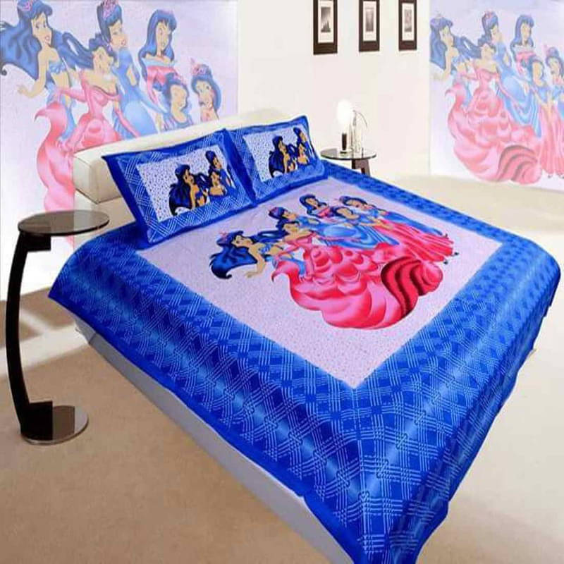     			Navkaar Creation Cotton 1 Double Bedsheet with 2 Pillow Covers ( Blue )