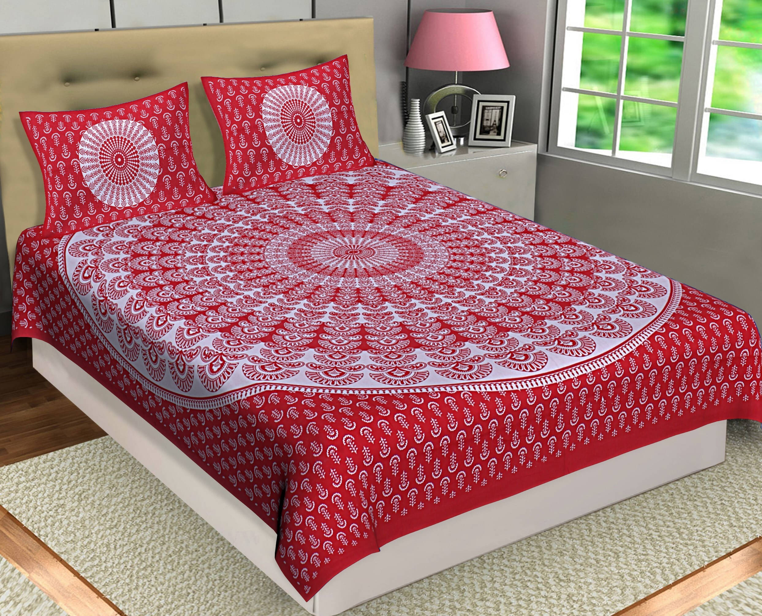Navkaar Creation Cotton 1 Double Bedsheet with 2 Pillow Covers ( Multicolor ) Navkaar Creation Cotton 1 Double Bedsheet with 2 Pillow Covers ( Multicolor )