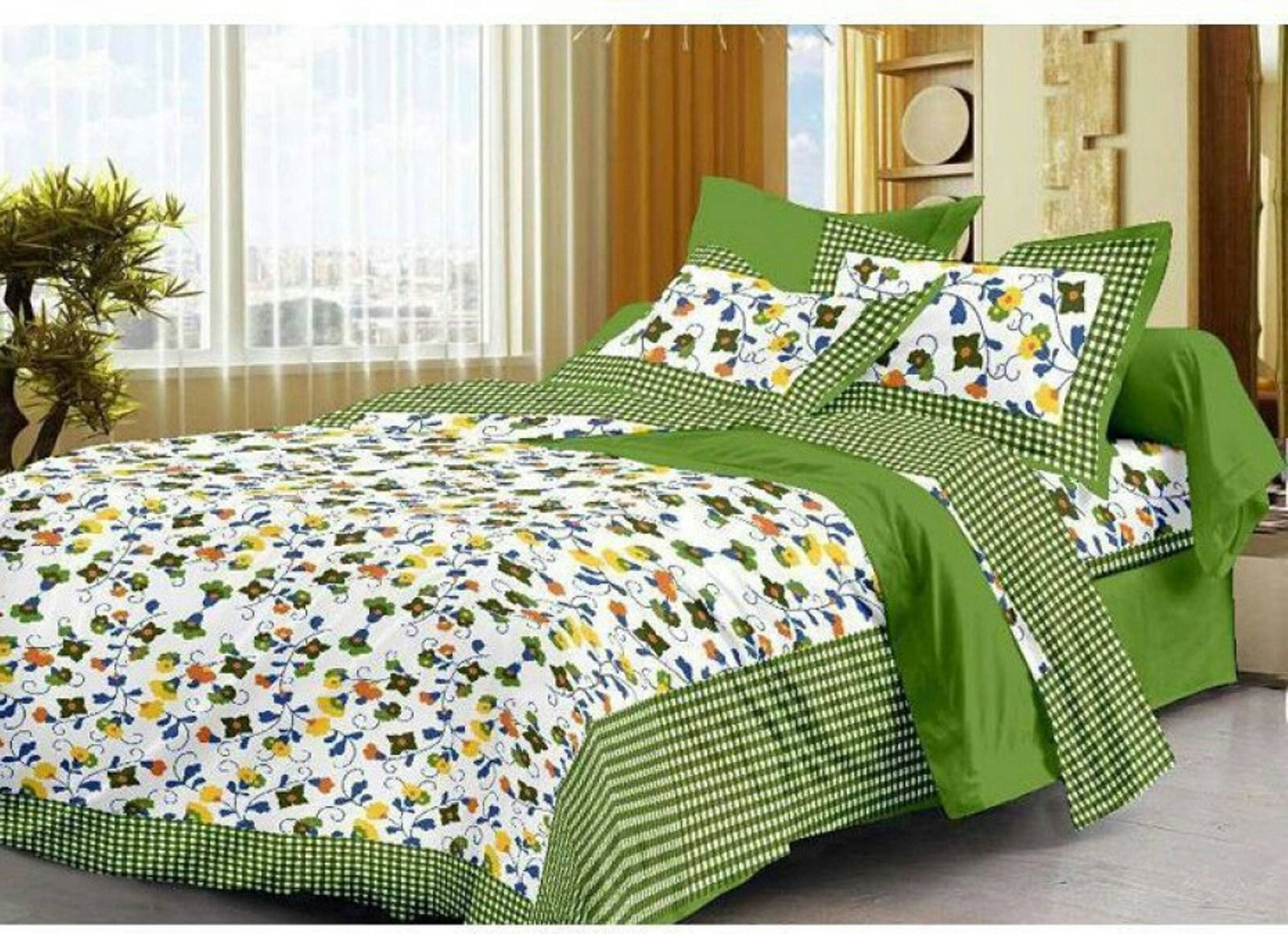 Navkaar Creation Cotton 1 Double Bedsheet with 2 Pillow Covers ( Green ) Navkaar Creation Cotton 1 Double Bedsheet with 2 Pillow Covers ( Green )