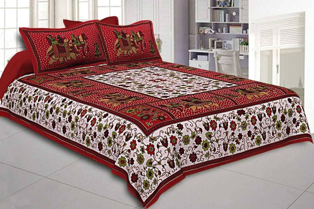 Navkaar Creation Cotton 1 Double Bedsheet with 2 Pillow Covers ( Red ) Navkaar Creation Cotton 1 Double Bedsheet with 2 Pillow Covers ( Red )