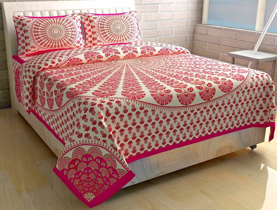 Navkaar Creation Cotton 1 Double Bedsheet with 2 Pillow Covers ( Red ) Navkaar Creation Cotton 1 Double Bedsheet with 2 Pillow Covers ( Red )