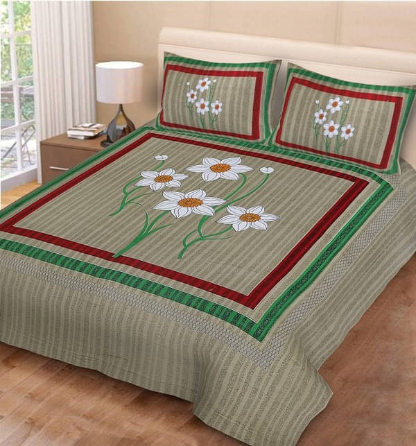 Navkaar Creation Cotton 1 Double Bedsheet with 2 Pillow Covers ( Green ) Navkaar Creation Cotton 1 Double Bedsheet with 2 Pillow Covers ( Green )
