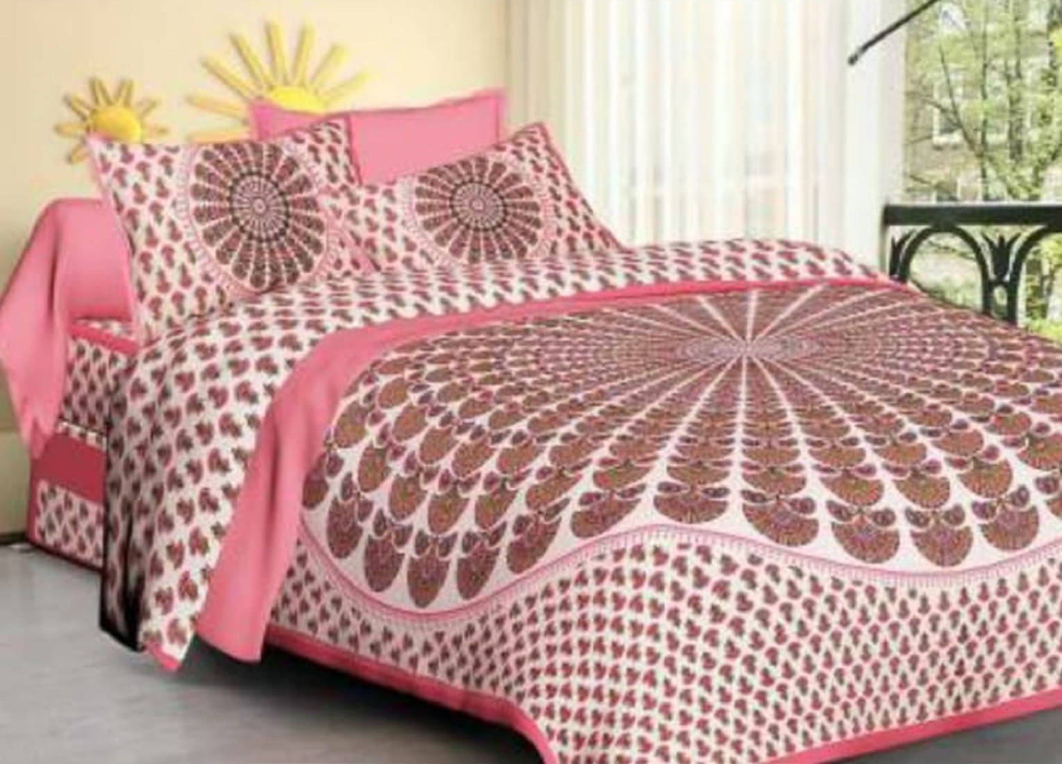     			Navkaar Creation Cotton 1 Double Bedsheet with 2 Pillow Covers ( Multicolor )