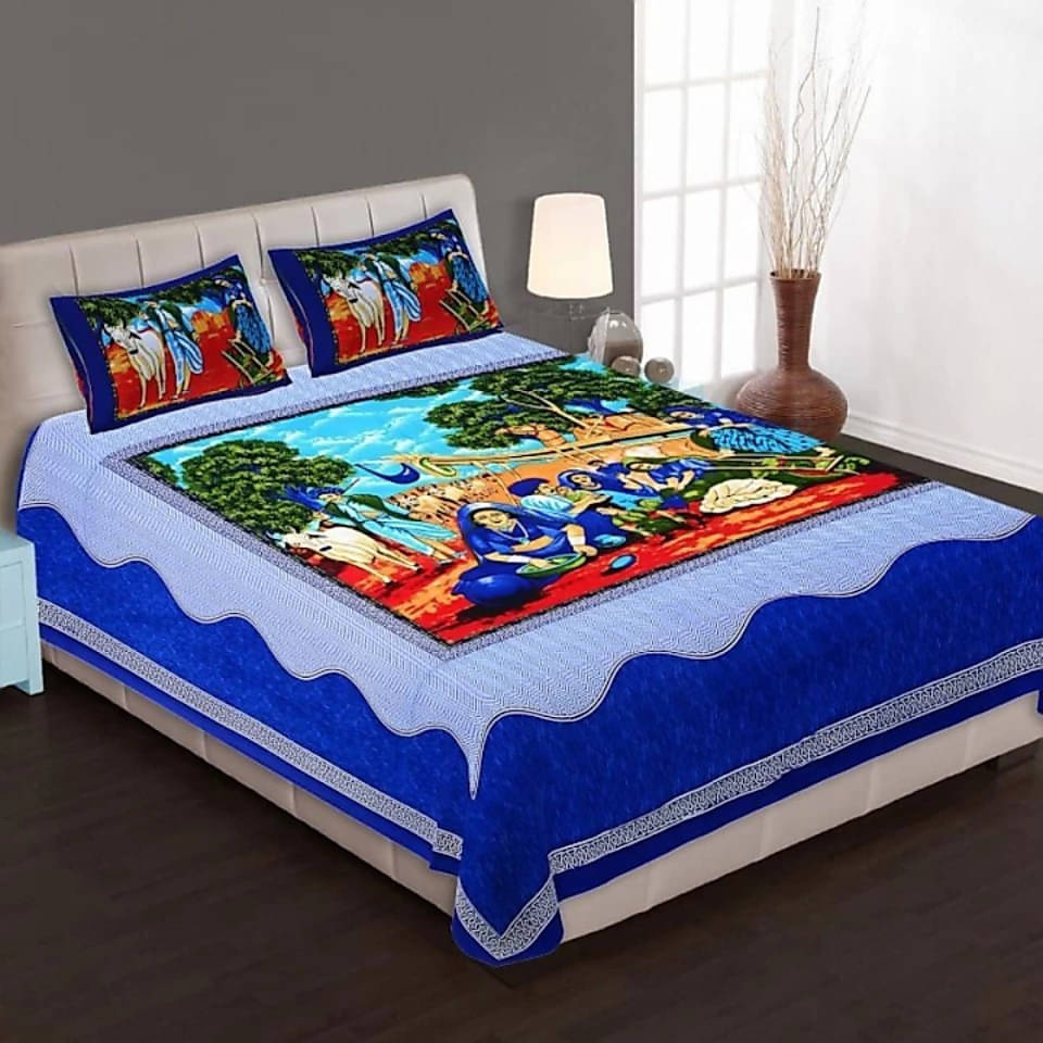 Navkaar Creation Cotton 1 Double Bedsheet with 2 Pillow Covers ( Blue ) Navkaar Creation Cotton 1 Double Bedsheet with 2 Pillow Covers ( Blue )