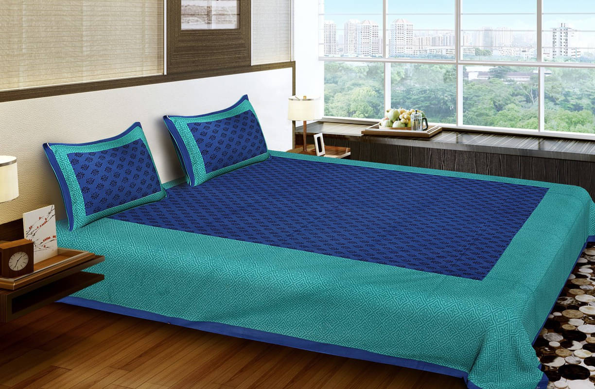 Navkaar Creation Cotton 1 Double Bedsheet with 2 Pillow Covers ( Blue ) Navkaar Creation Cotton 1 Double Bedsheet with 2 Pillow Covers ( Blue )