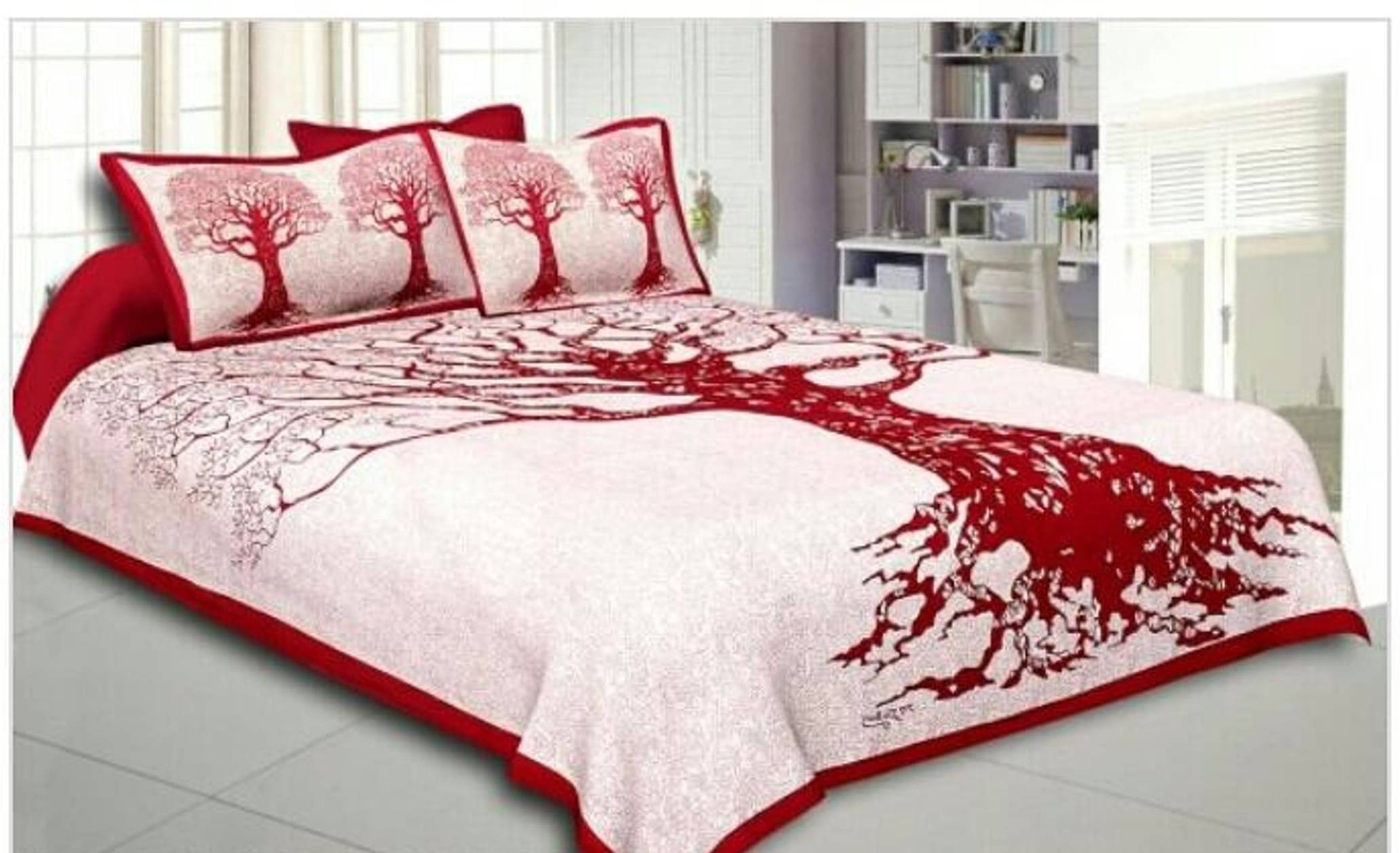 Navkaar Creation Cotton 1 Double Bedsheet with 2 Pillow Covers ( Red ) Navkaar Creation Cotton 1 Double Bedsheet with 2 Pillow Covers ( Red )