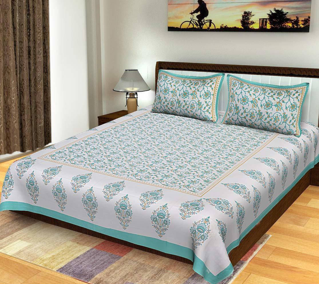     			Navkaar Creation Cotton 1 Double Bedsheet with 2 Pillow Covers ( White )