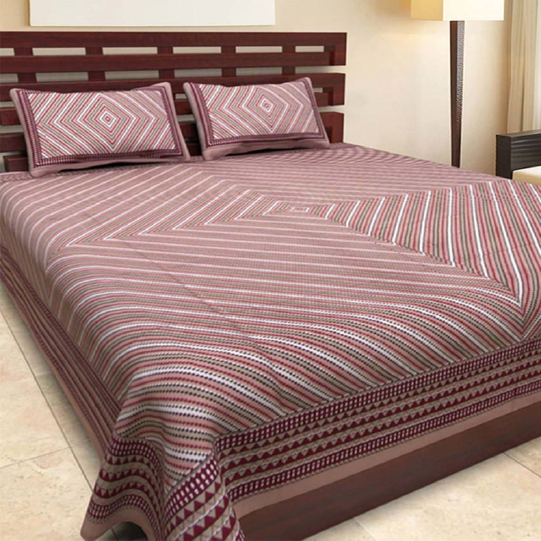 Navkaar Creation Cotton 1 Double Bedsheet with 2 Pillow Covers ( Multicolor ) Navkaar Creation Cotton 1 Double Bedsheet with 2 Pillow Covers ( Multicolor )