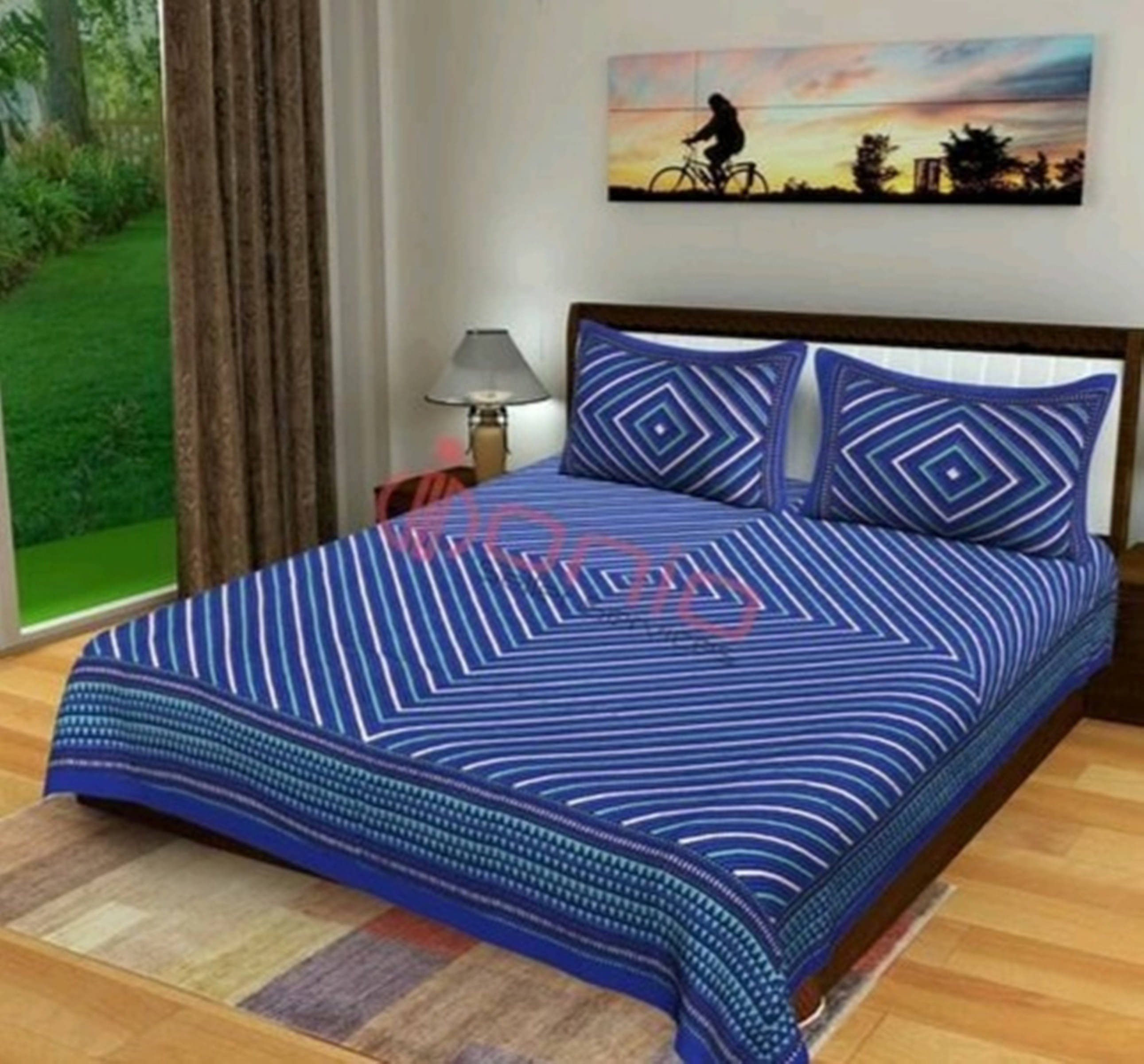 Navkaar Creation Cotton 1 Double Bedsheet with 2 Pillow Covers ( Blue ) Navkaar Creation Cotton 1 Double Bedsheet with 2 Pillow Covers ( Blue )