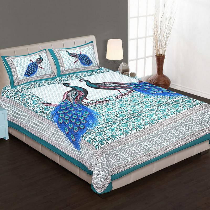     			Navkaar Creation Cotton 1 Double Bedsheet with 2 Pillow Covers ( White )