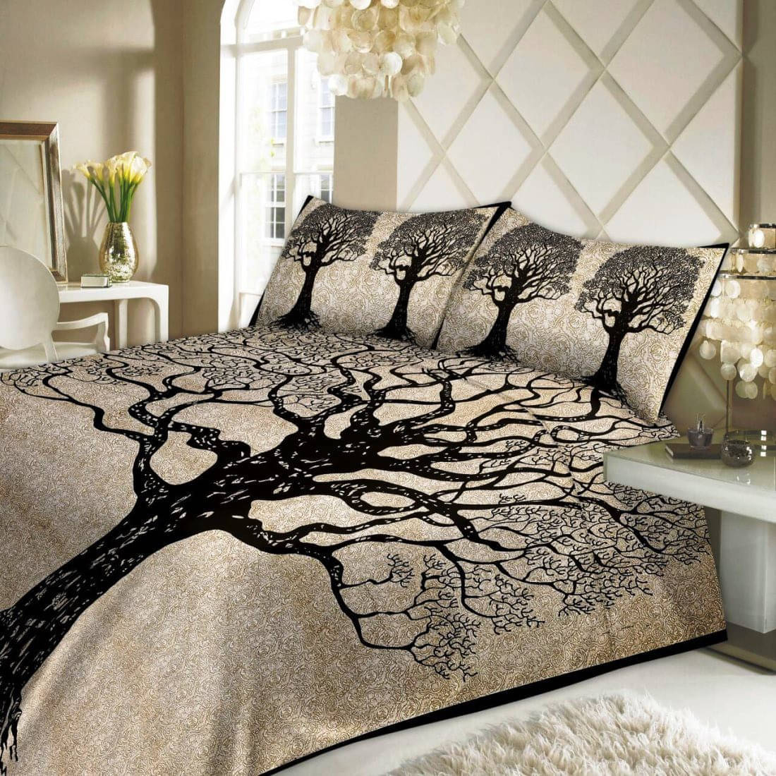 Navkaar Creation Cotton 1 Double Bedsheet with 2 Pillow Covers ( Beige ) Navkaar Creation Cotton 1 Double Bedsheet with 2 Pillow Covers ( Beige )