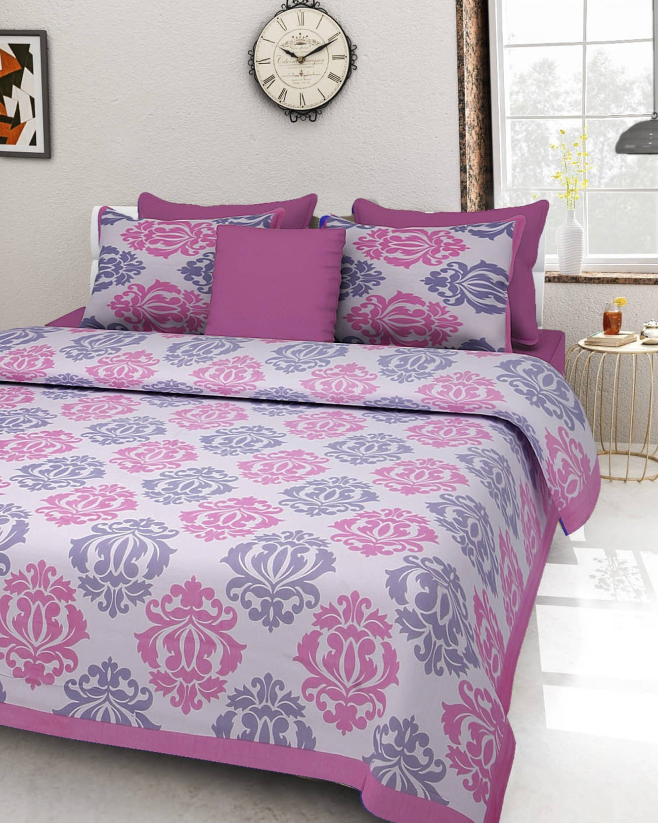 Navkaar Creation Cotton 1 Double Bedsheet with 2 Pillow Covers ( Pink ) Navkaar Creation Cotton 1 Double Bedsheet with 2 Pillow Covers ( Pink )