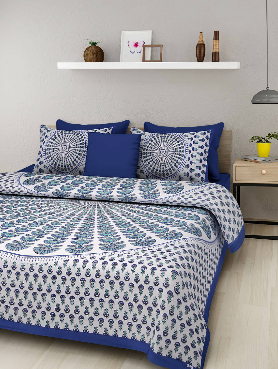 Navkaar Creation Cotton 1 Double Bedsheet with 2 Pillow Covers ( Blue ) Navkaar Creation Cotton 1 Double Bedsheet with 2 Pillow Covers ( Blue )