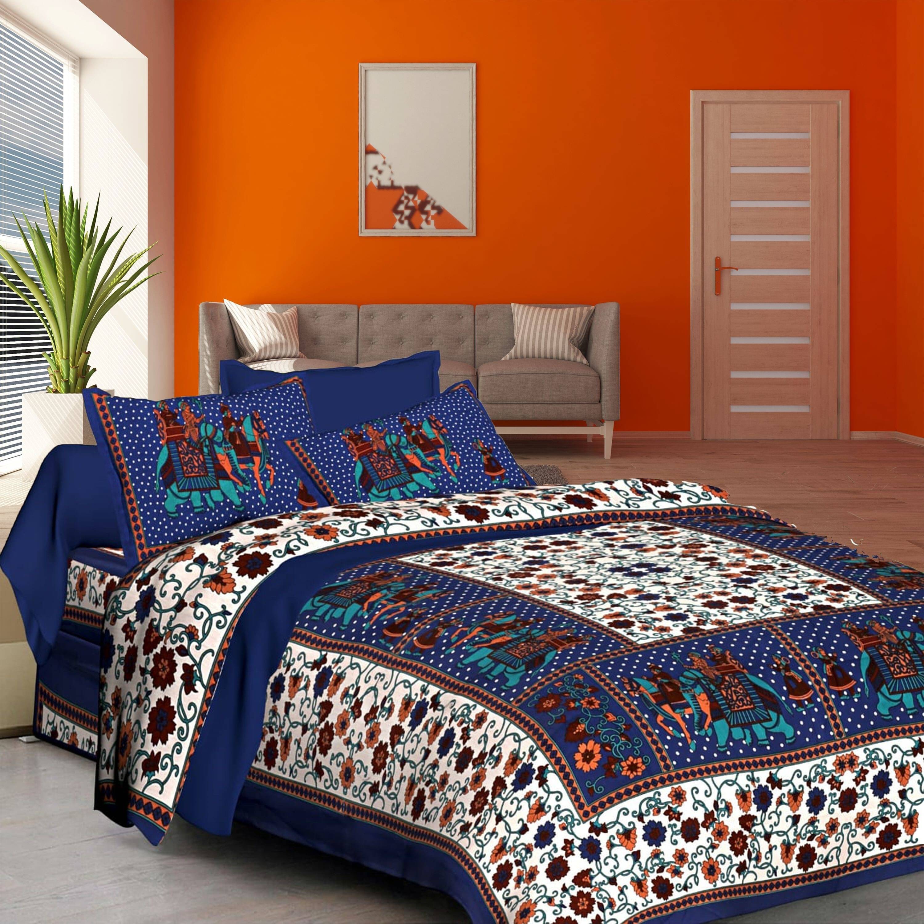 Navkaar Creation Cotton 1 Double Bedsheet with 2 Pillow Covers ( Blue ) Navkaar Creation Cotton 1 Double Bedsheet with 2 Pillow Covers ( Blue )