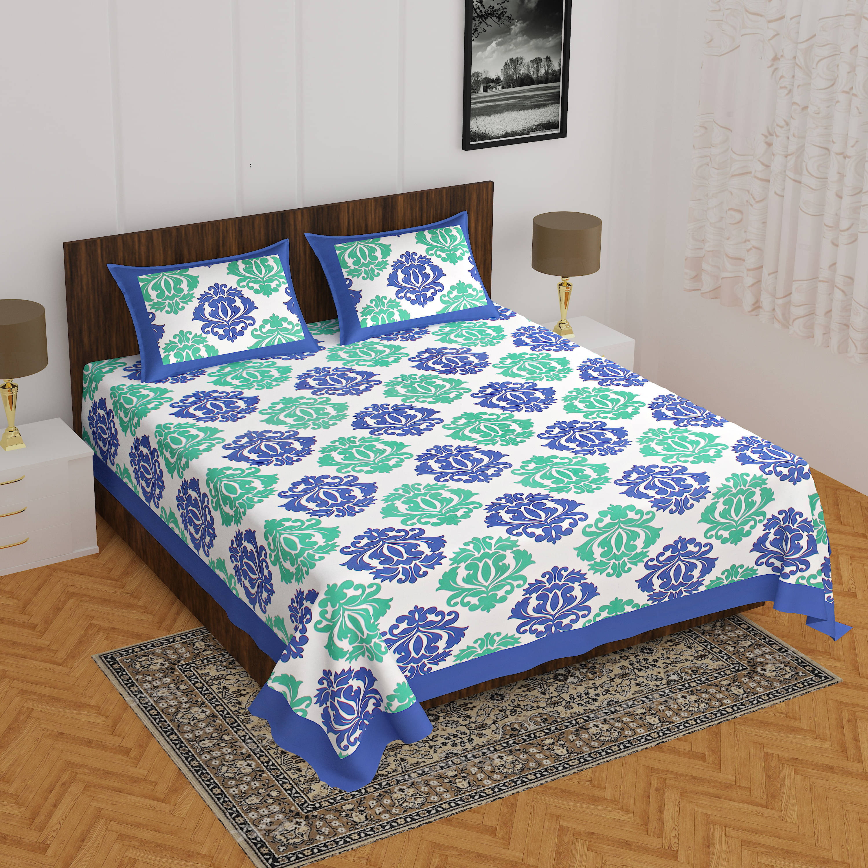     			Navkaar Creation Cotton 1 Double Bedsheet with 2 Pillow Covers ( Multicolor )
