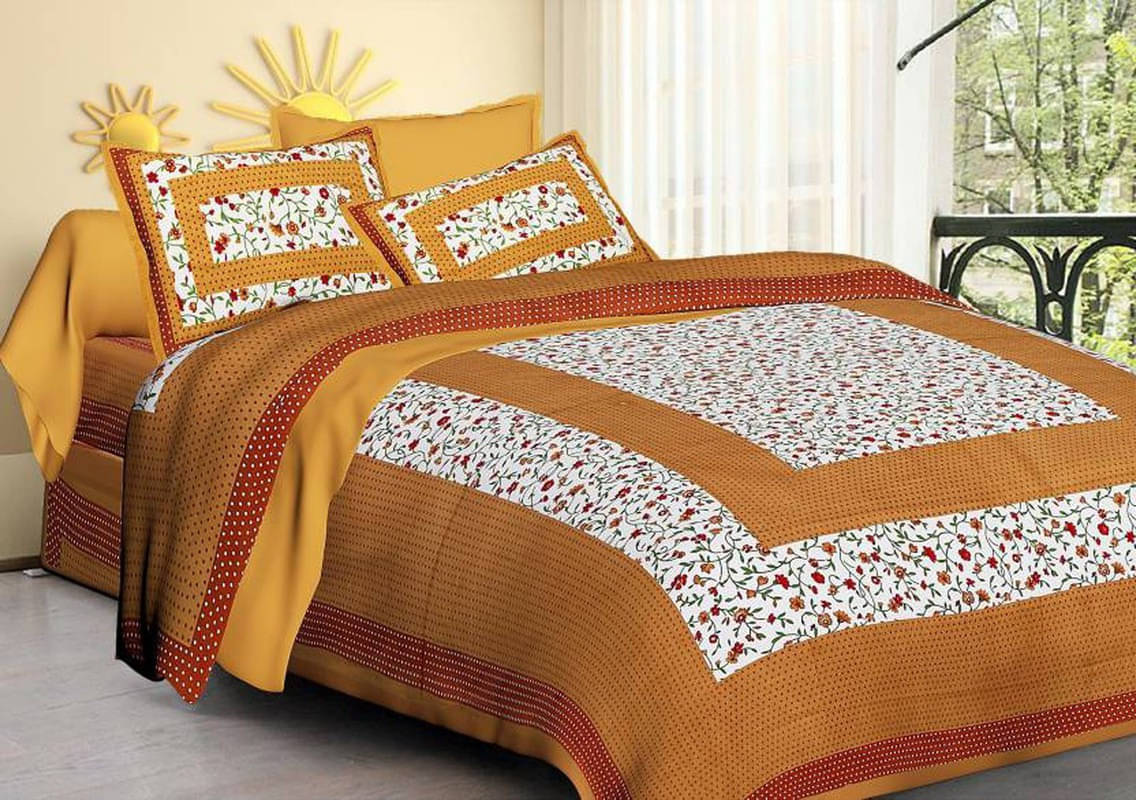     			Navkaar Creation Cotton 1 Double Bedsheet with 2 Pillow Covers ( Brown )