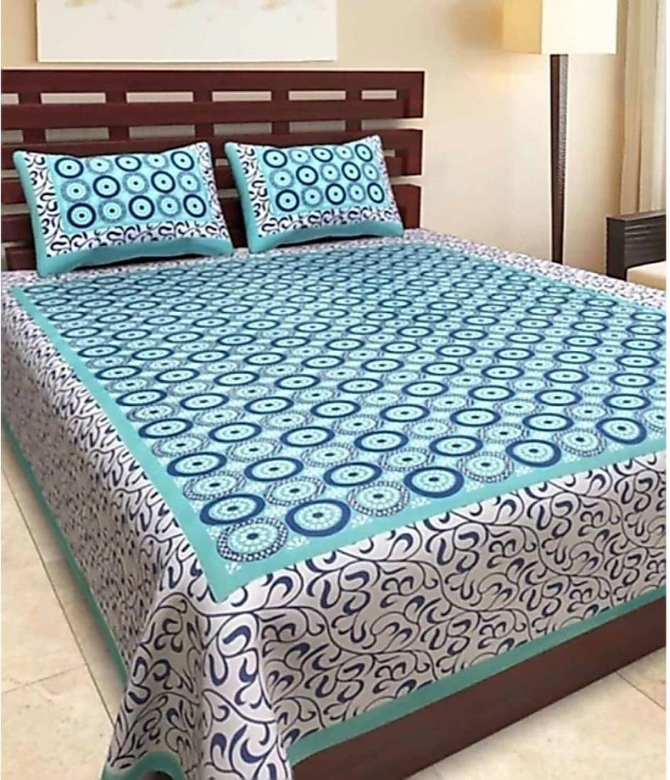 Navkaar Creation Cotton 1 Double Bedsheet with 2 Pillow Covers ( Blue ) Navkaar Creation Cotton 1 Double Bedsheet with 2 Pillow Covers ( Blue )