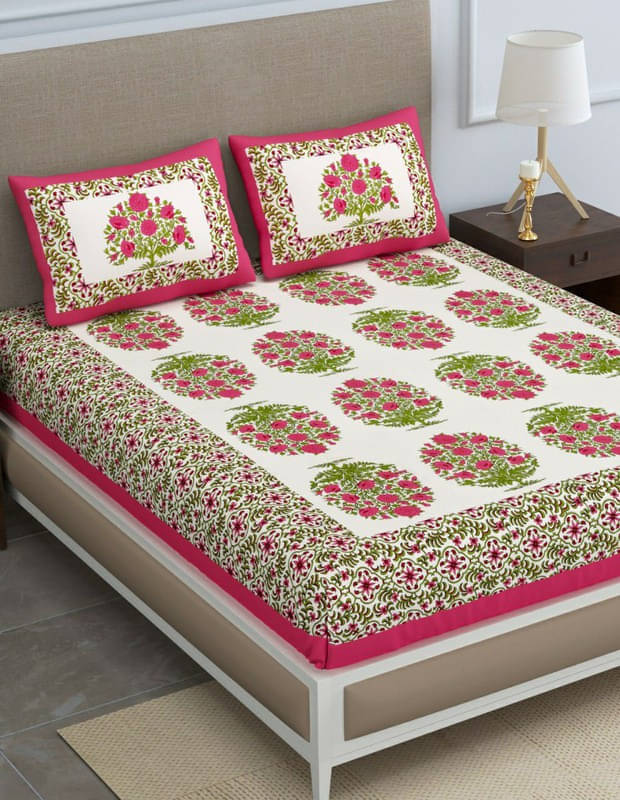     			Navkaar Creation Cotton 1 Double Bedsheet with 2 Pillow Covers ( Multicolor )