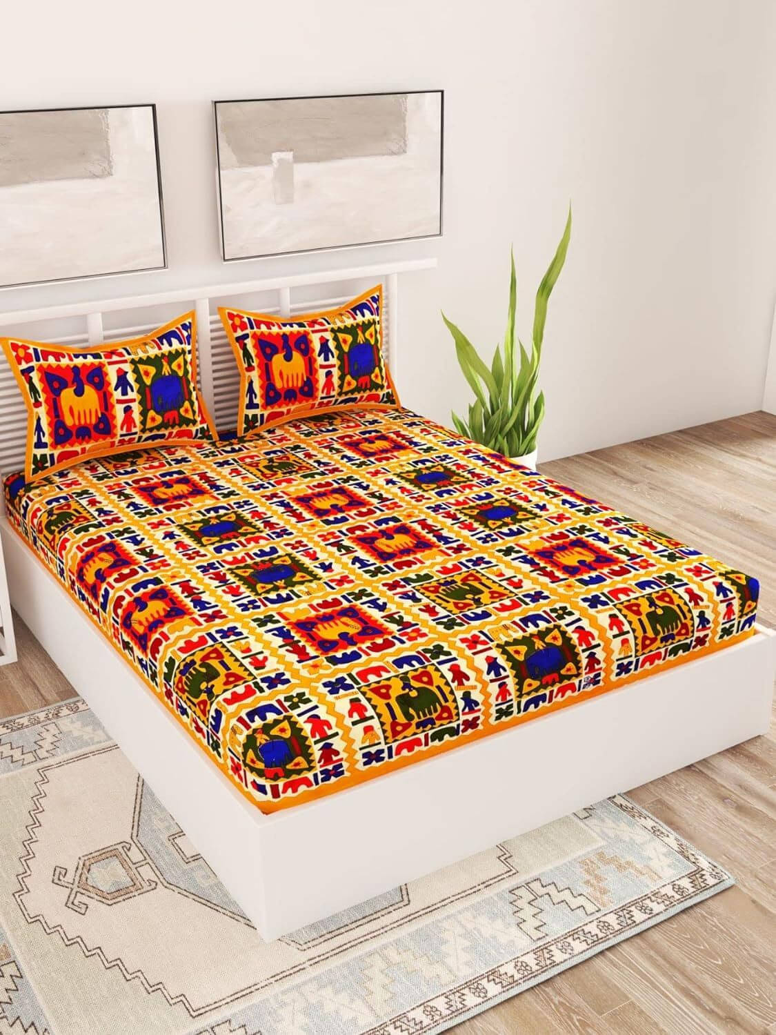 Navkaar Creation Cotton 1 Double Bedsheet with 2 Pillow Covers ( Yellow ) Navkaar Creation Cotton 1 Double Bedsheet with 2 Pillow Covers ( Yellow )