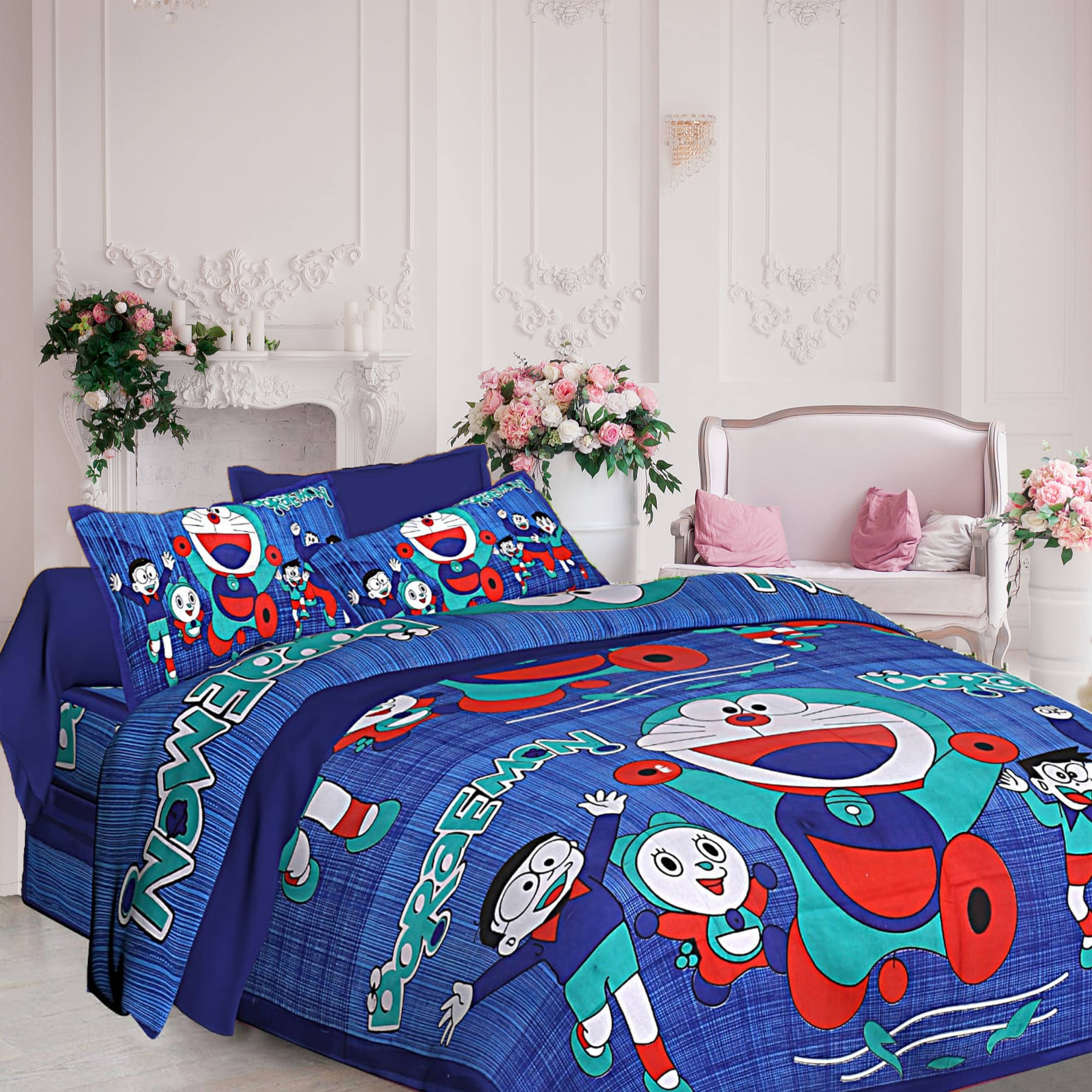 Navkaar Creation Cotton 1 Double Bedsheet with 2 Pillow Covers ( Blue ) Navkaar Creation Cotton 1 Double Bedsheet with 2 Pillow Covers ( Blue )